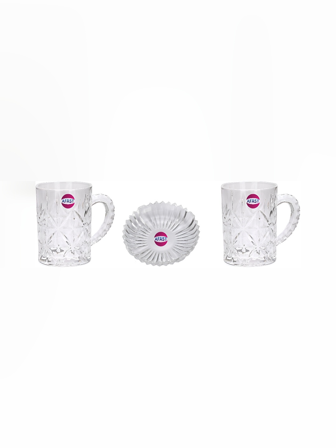 

Afast Transparent 3 Pieces Glass Dishwasher Safe Plate & Beer Glasses