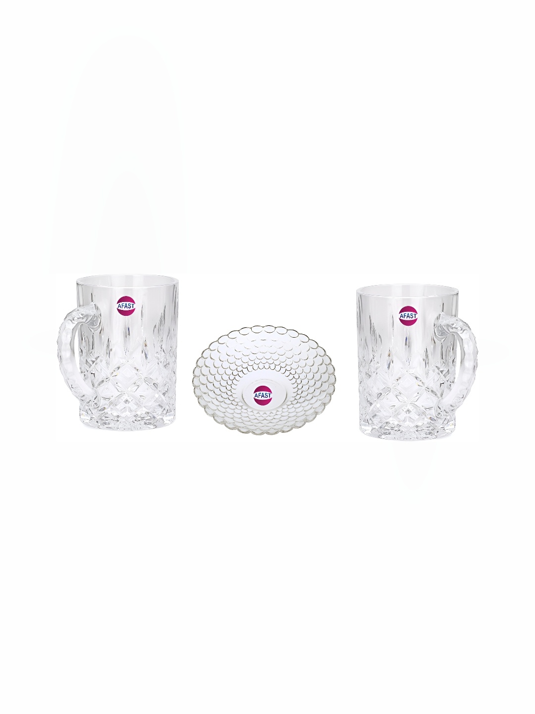 

Afast Transparent 3 Pcs Dishwasher Safe Beer Glass & Snack Plate