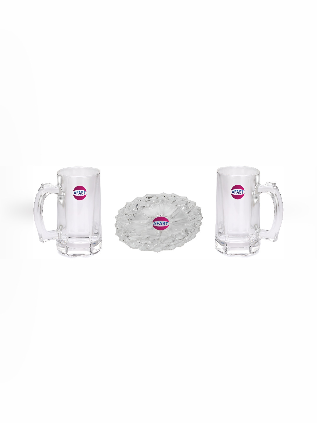 

Afast Transparent 3 Pieces Dishwasher Safe Glasses With Plate 400 ml Each