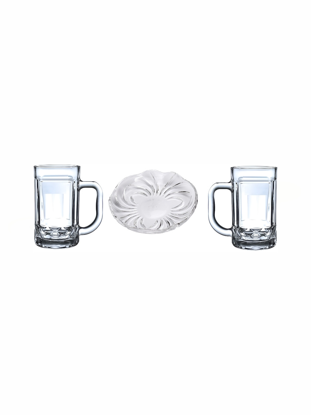 

Afast Transparent 3 Pieces Glass Dishwasher Safe Beer Glasses With Plate