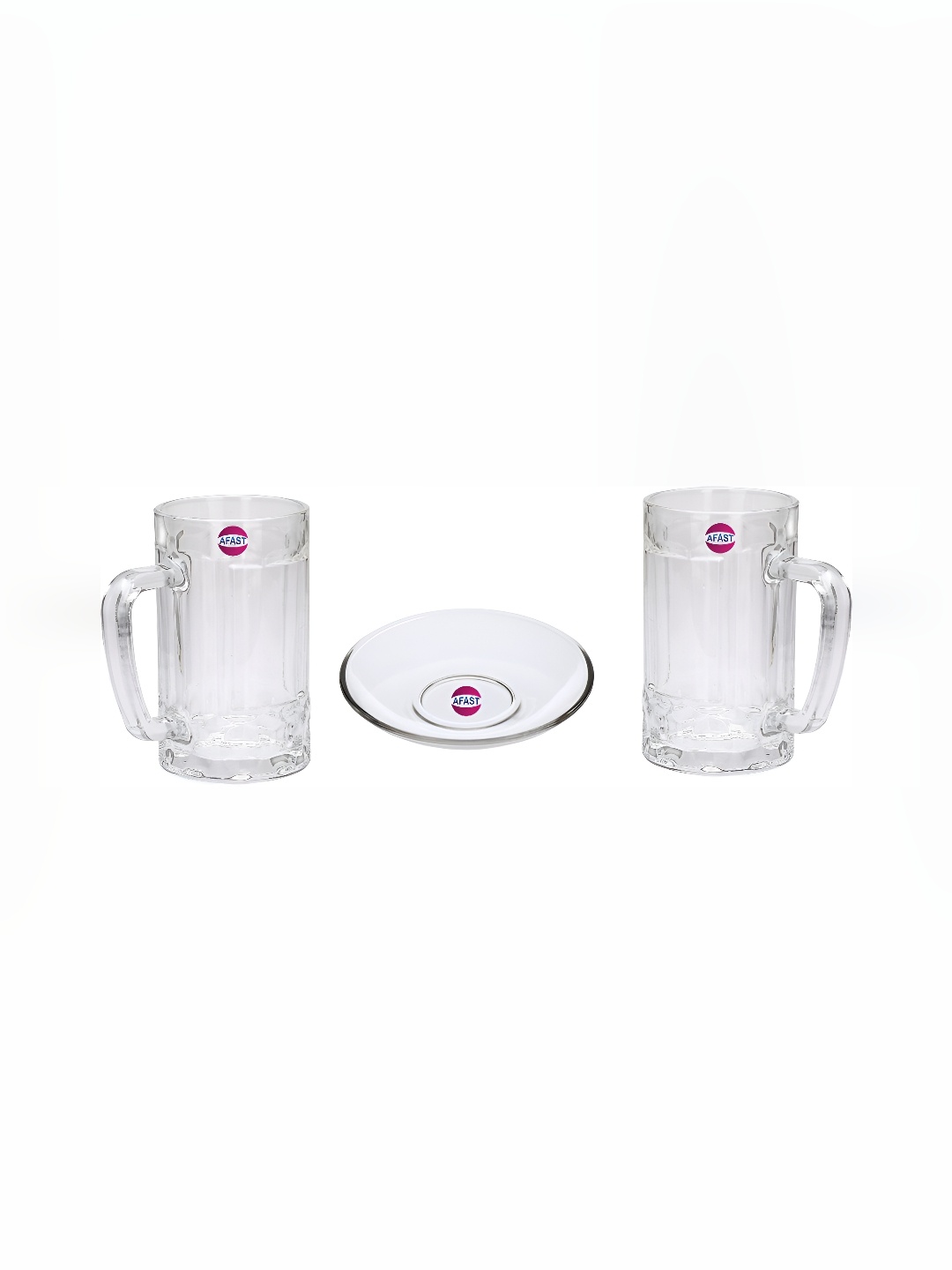 

Afast Transparent 3 Pcs Glass Beer Glass With Plate 400ml