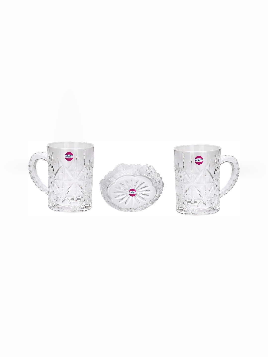 

Afast Transparent 3 Pieces Glass Dishwasher Safe Beer Glasses With Plate