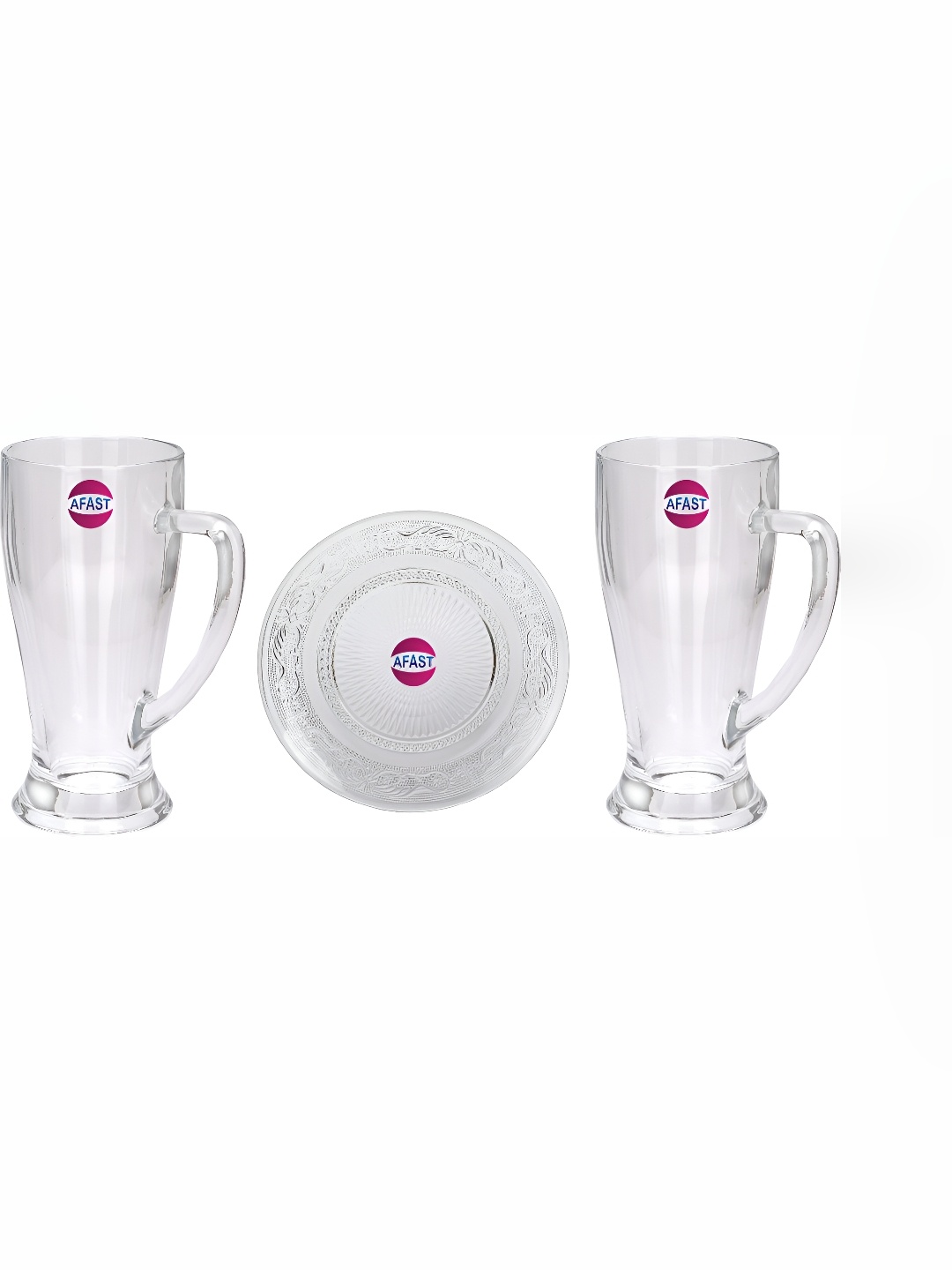 

Afast Transparent 3 Pieces Dishwasher Safe Glasses & Plate 250 ml Each