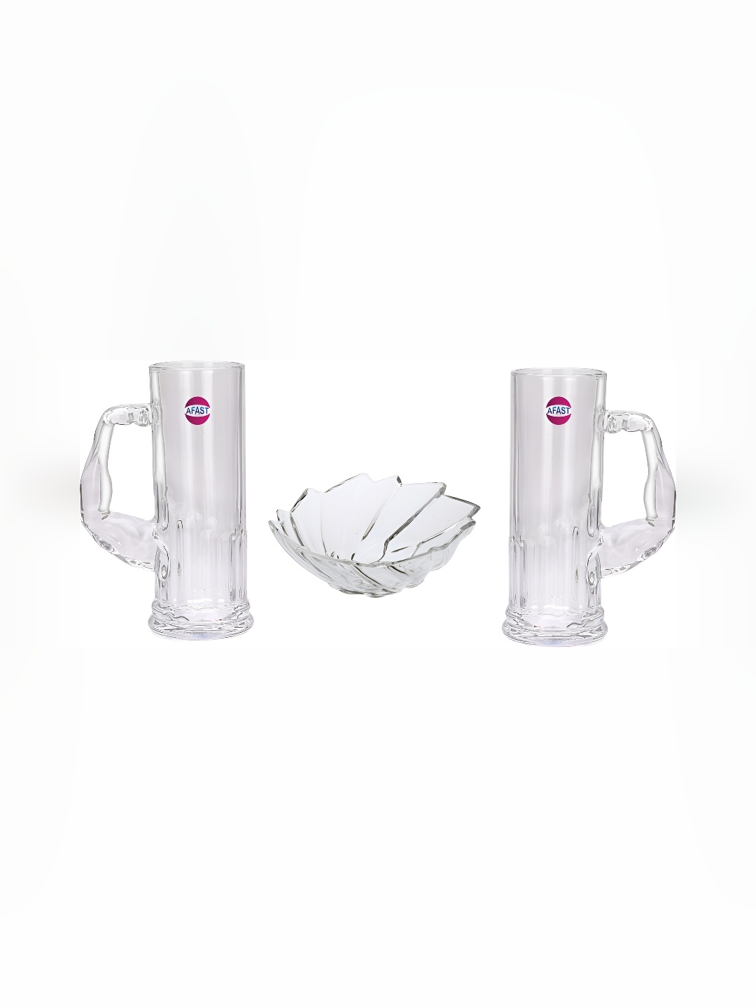 

Afast Transparent 3 Pcs Glass Dishwasher Safe Glass & Plate 600 ml