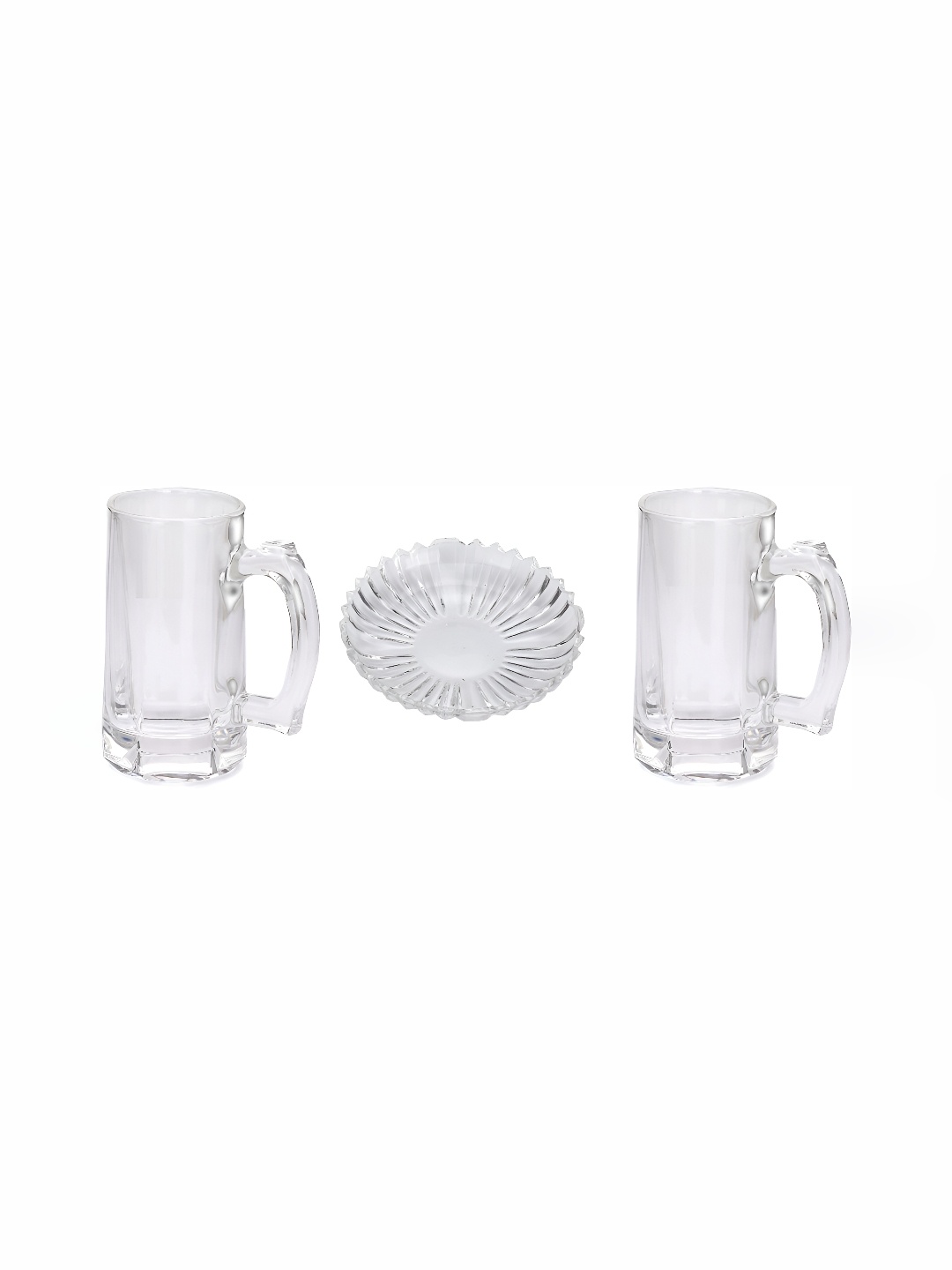 

Afast Transparent 3 Pieces Glass Dishwasher Safe Beer Glasses & Snack Plate