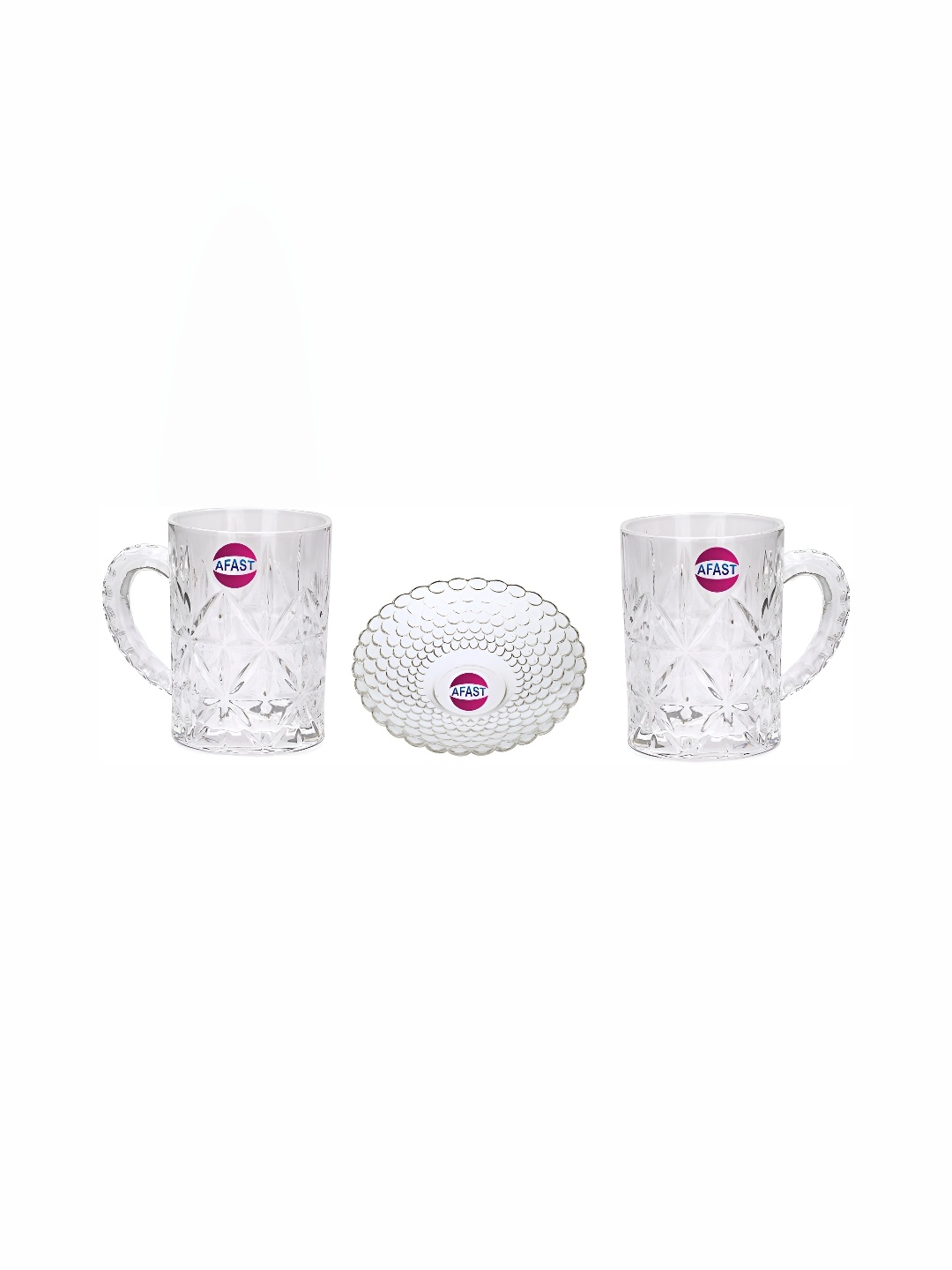 

Afast Transparent 3 Pieces Glass Dishwasher Safe Beer Glasses & Snack Plate