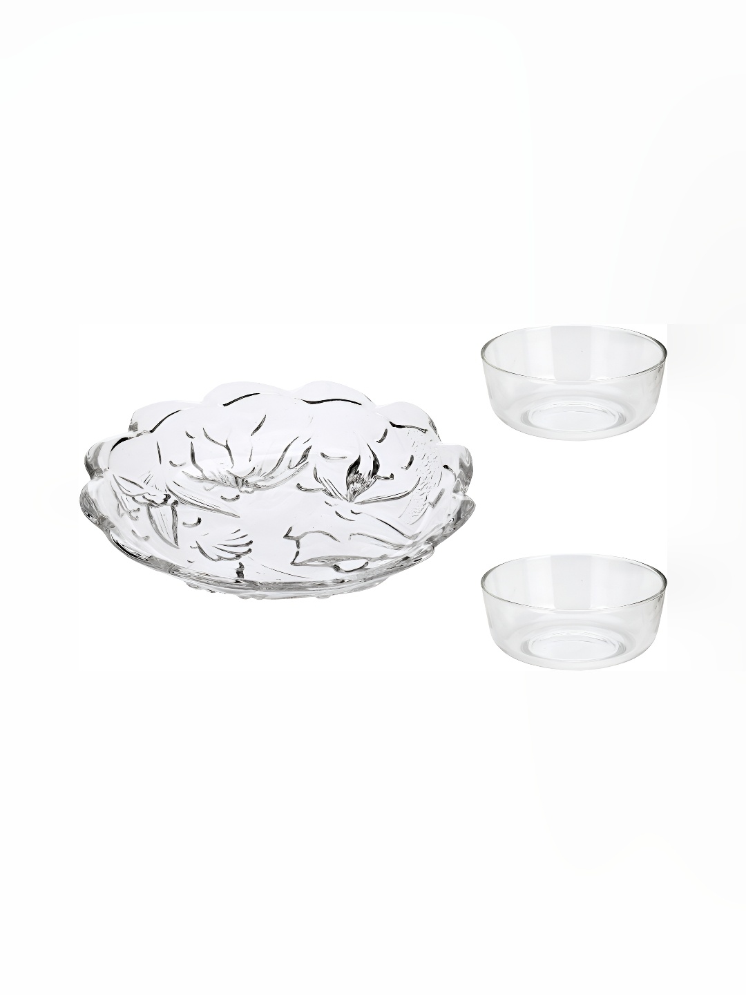 

Afast Transparent 3 Pieces Dishwasher Safe Glass Bowls With Plate