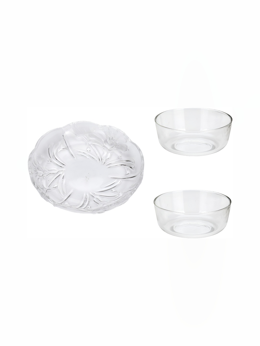 

Afast Transparent 3 Pieces Dishwasher Safe Glass Bowls With Plate