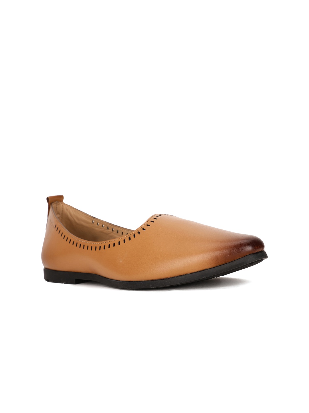 

Bata Men Round Toe Leather Mojaris, Tan