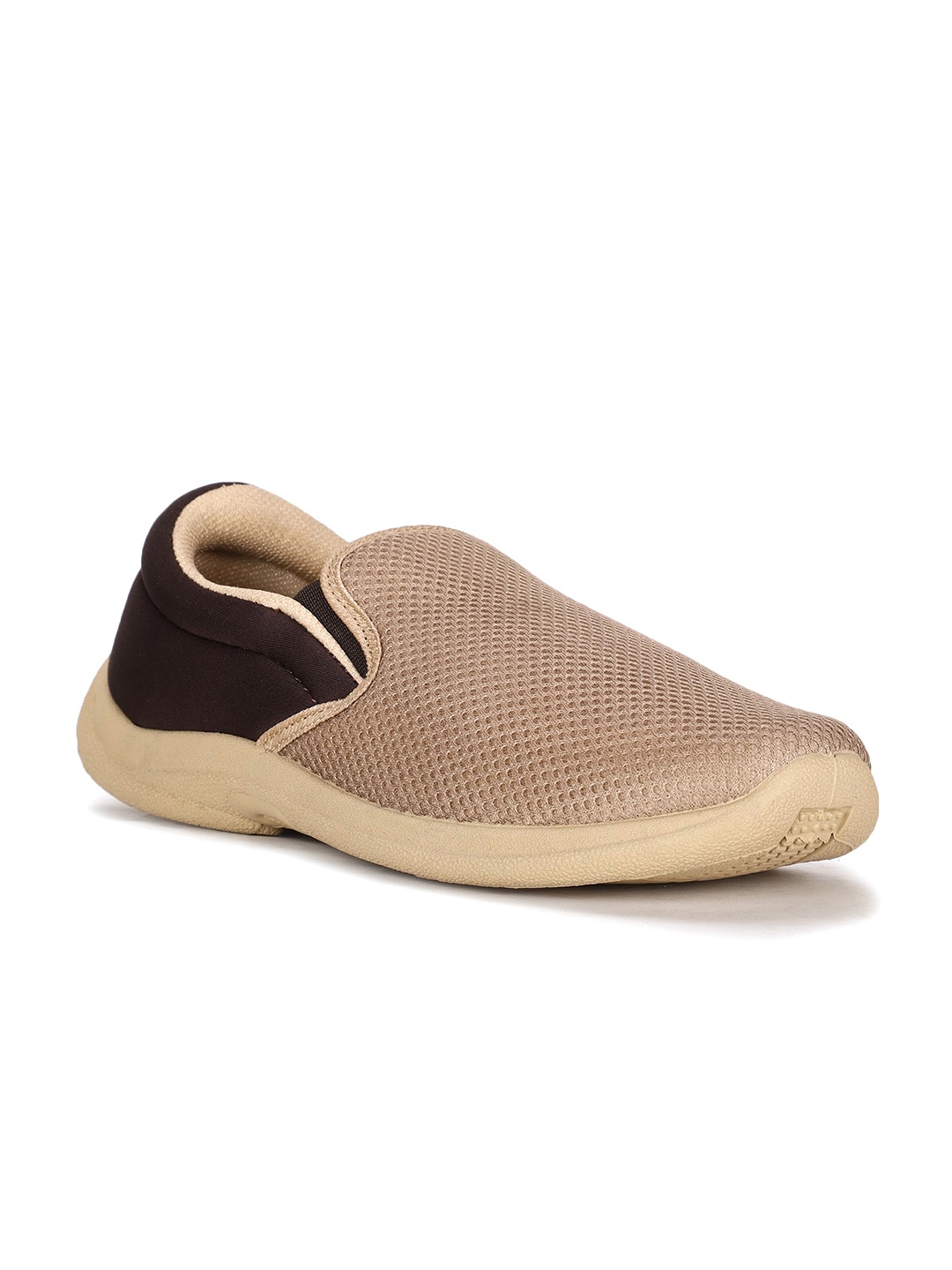 

Bata Men Round Toe Mesh Slip-On Sneakers, Beige