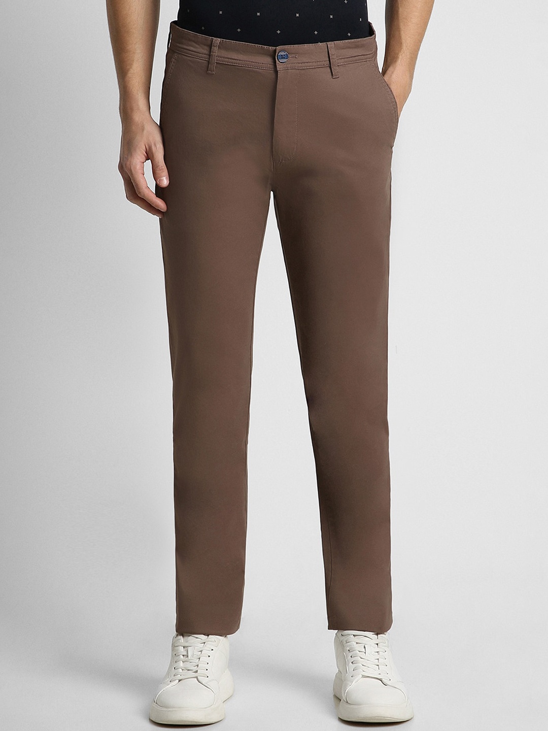 

Peter England Casuals Men Slim Fit Trousers, Brown