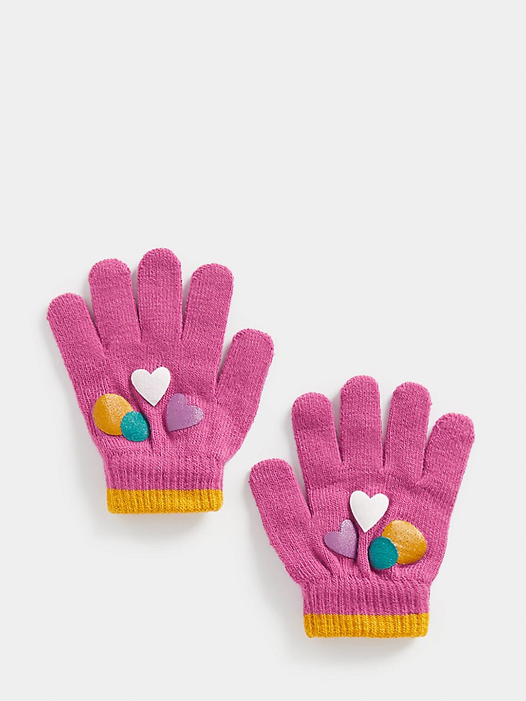 

mothercare Girls Heart Embellished Winter Gloves, Pink