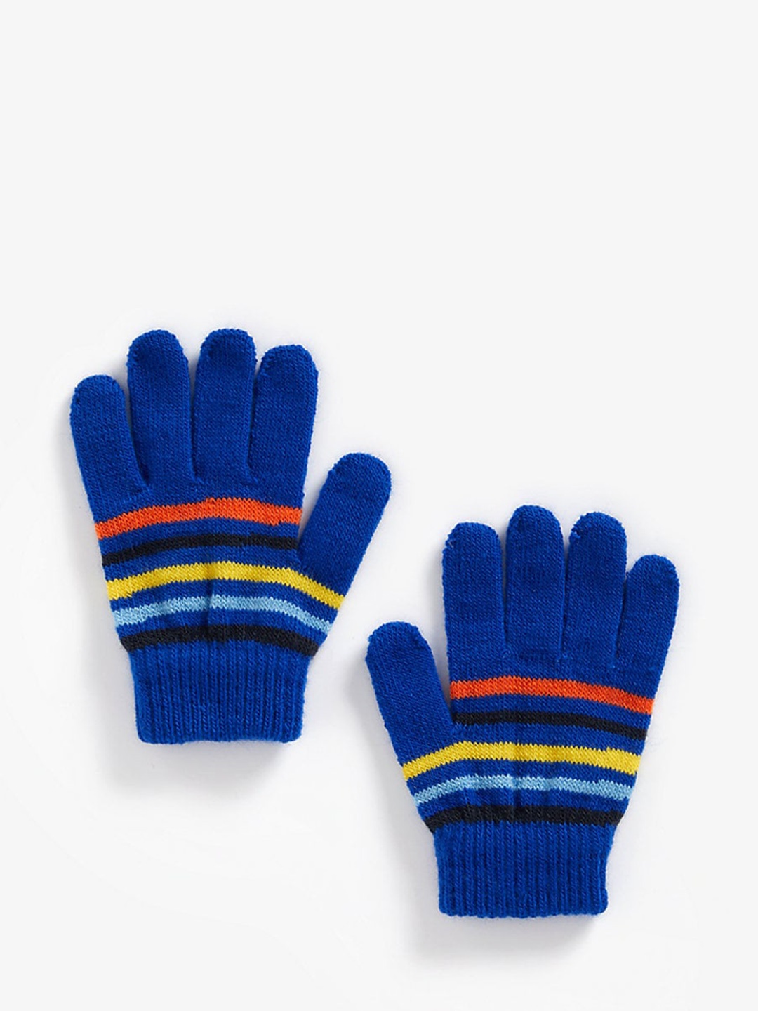 

mothercare Girls Striped Winter Gloves, Blue