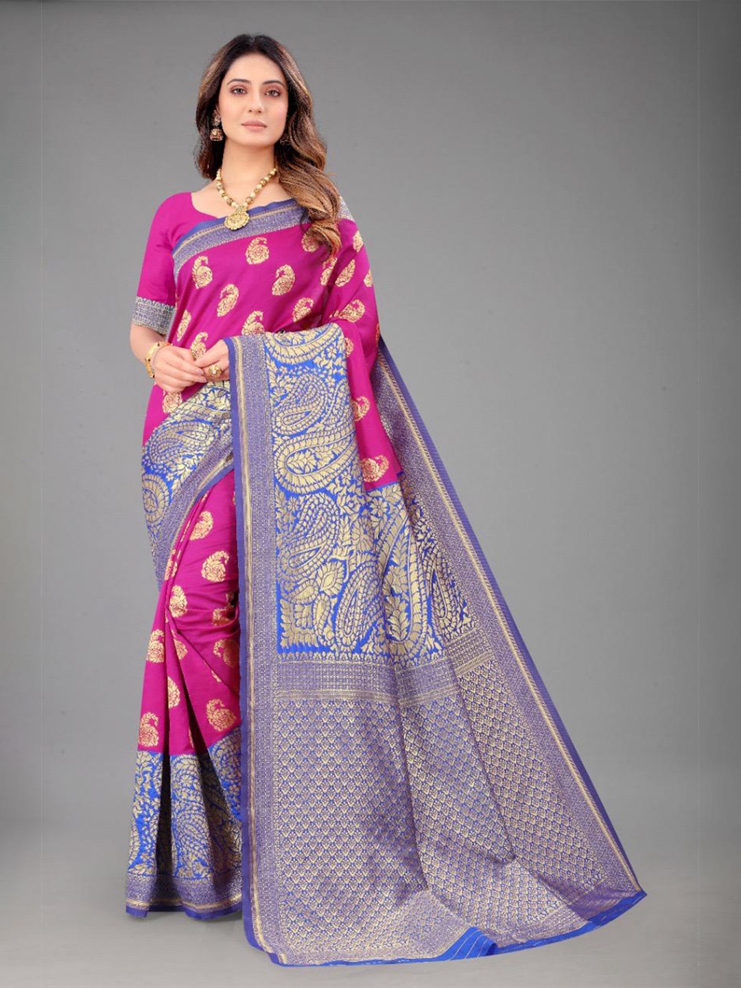 

NIWAA Woven Design Zari Banarasi Saree, Pink