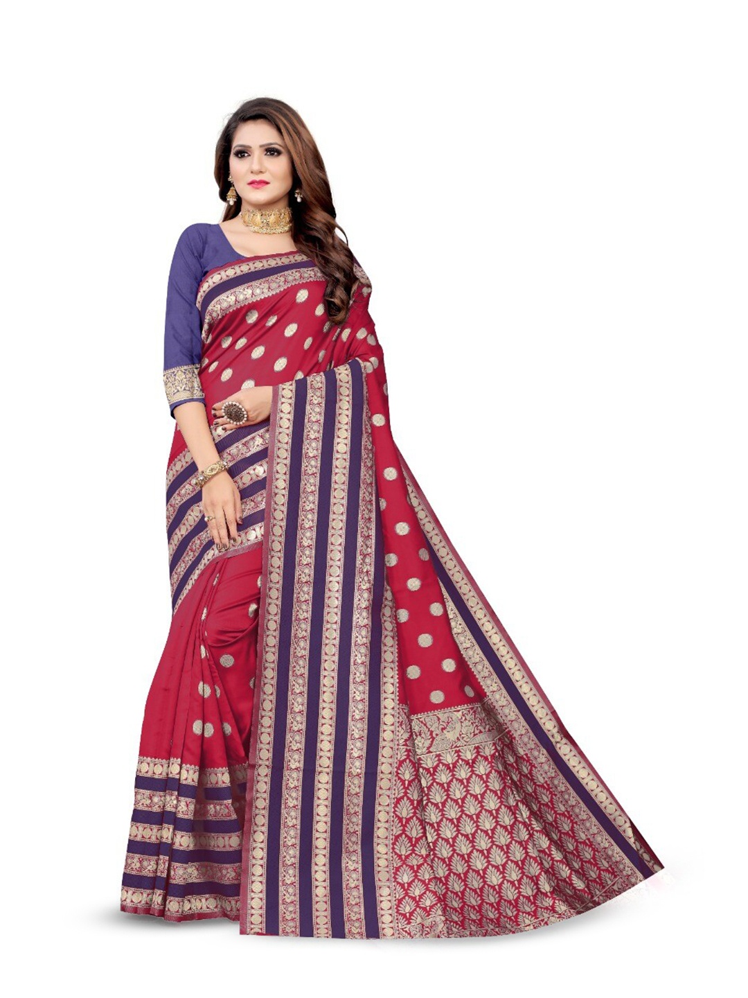

NIWAA Woven Design Zari Banarasi Saree, Red