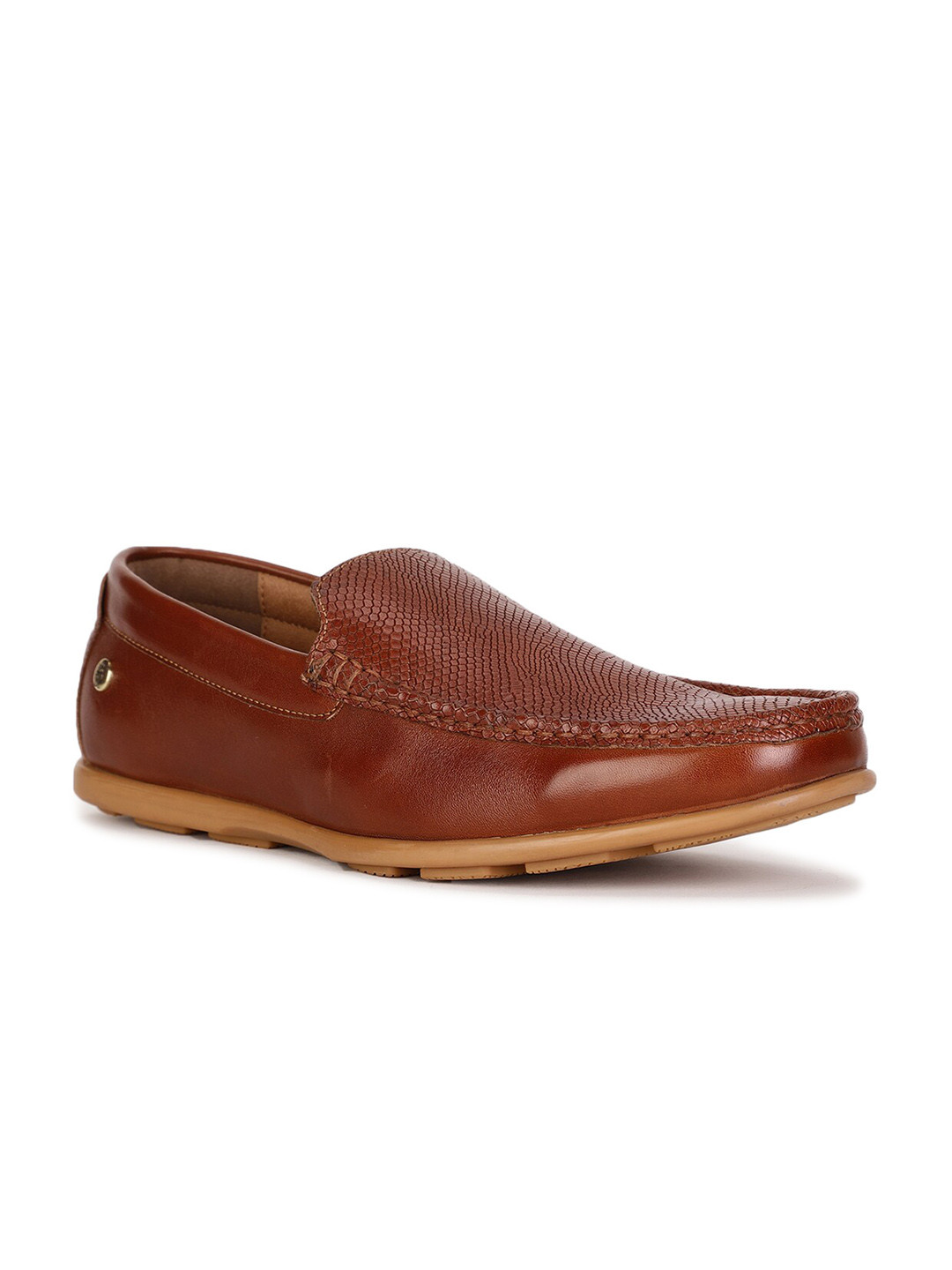 

Hush Puppies Men Textured Leather Loafers, Brown