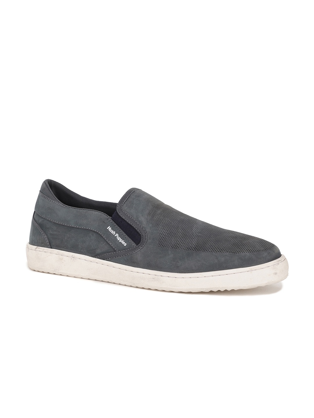 

Hush Puppies Men Textured Nubuck Slip-On Sneakers, Grey