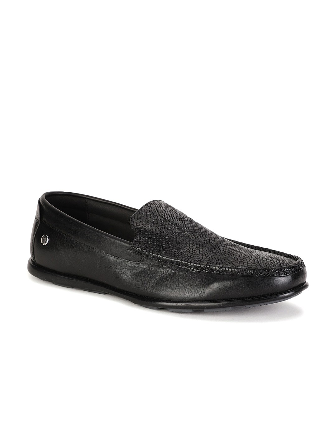 

Hush Puppies Men Round Toe Slip-On Leather Loafers, Black