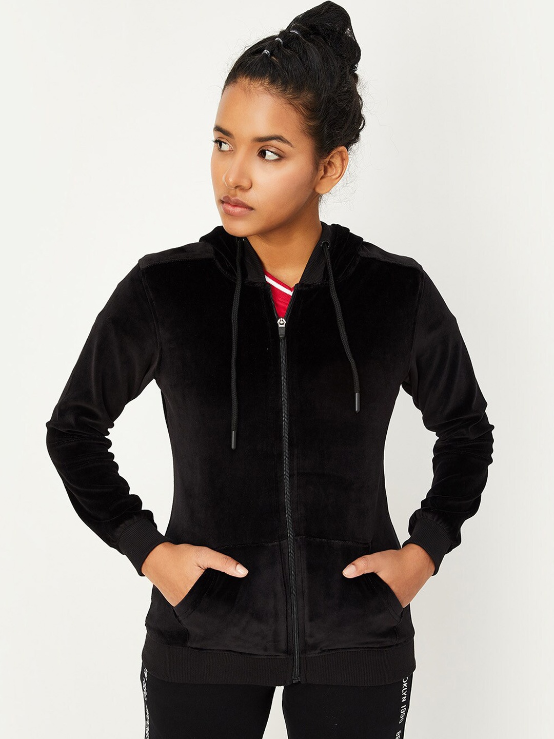 

max Hooded Pure Cotton Bomber Jacket, Black