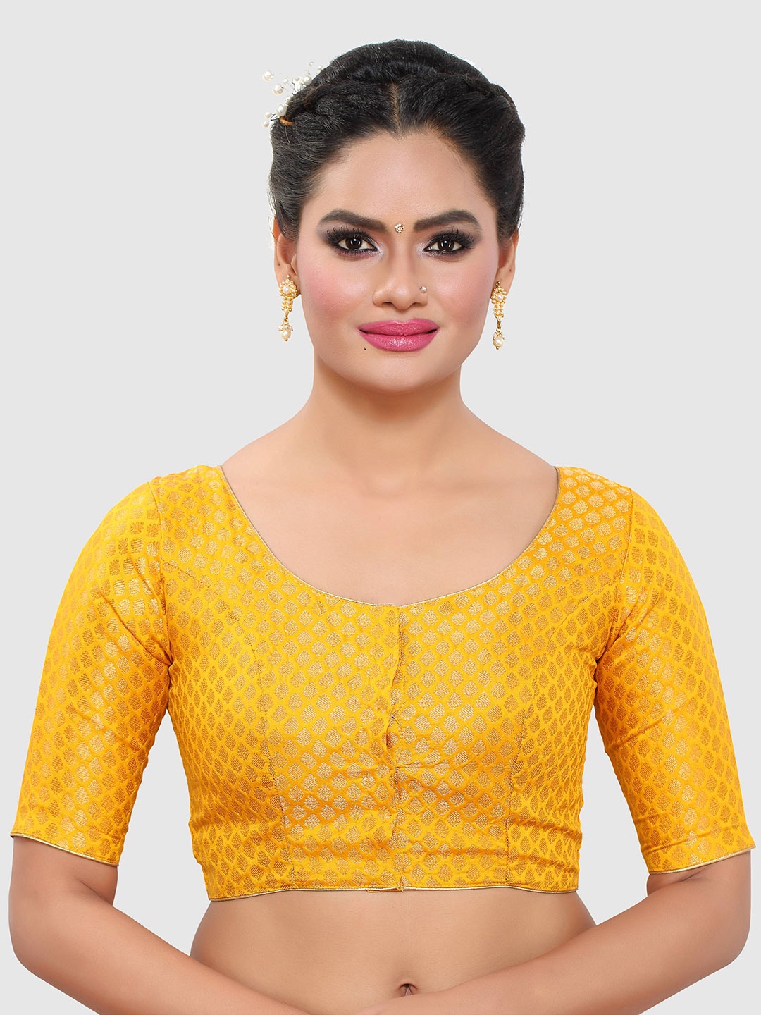 

Madhu Fashion Woven Design Saree Blouse, Yellow