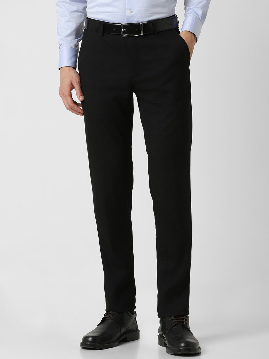 

Peter England Men Slim Fit Formal Trousers, Black