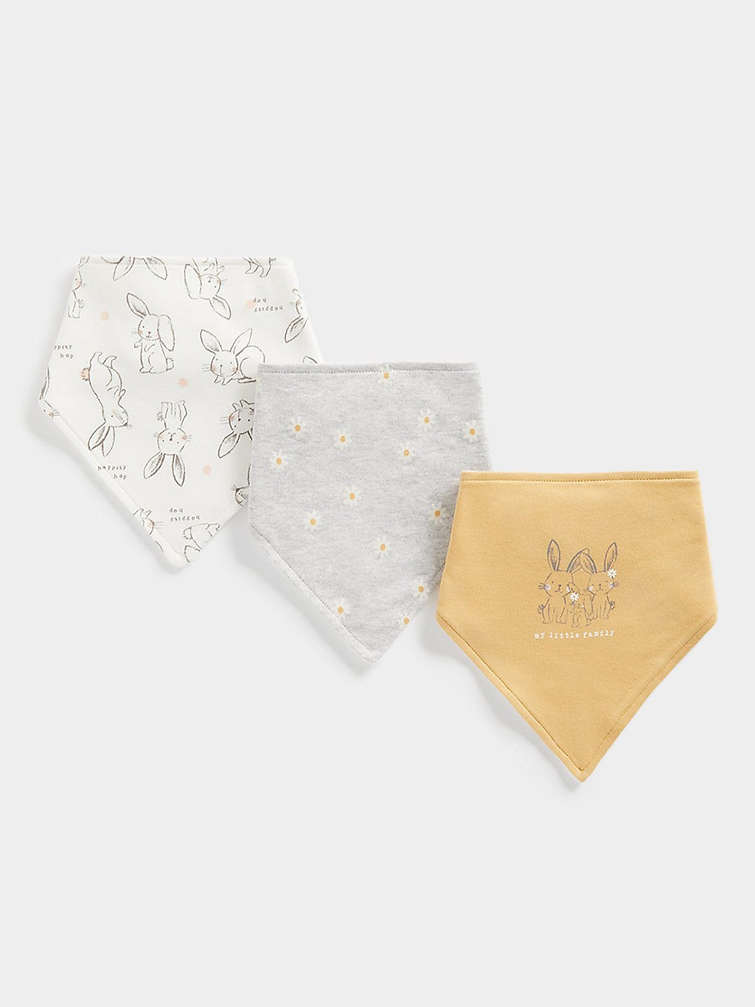 

mothercare Infants Pack Of 3 Graphic Printed Bibs, White