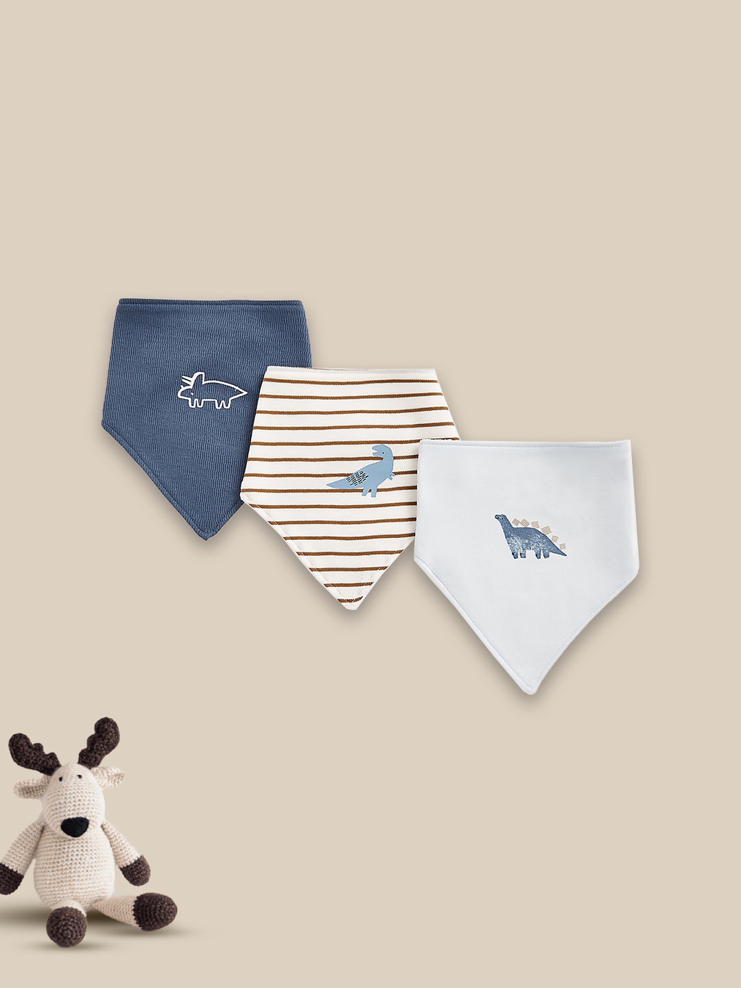 

mothercare Infant Pack Of 3 Printed Bibs, Blue
