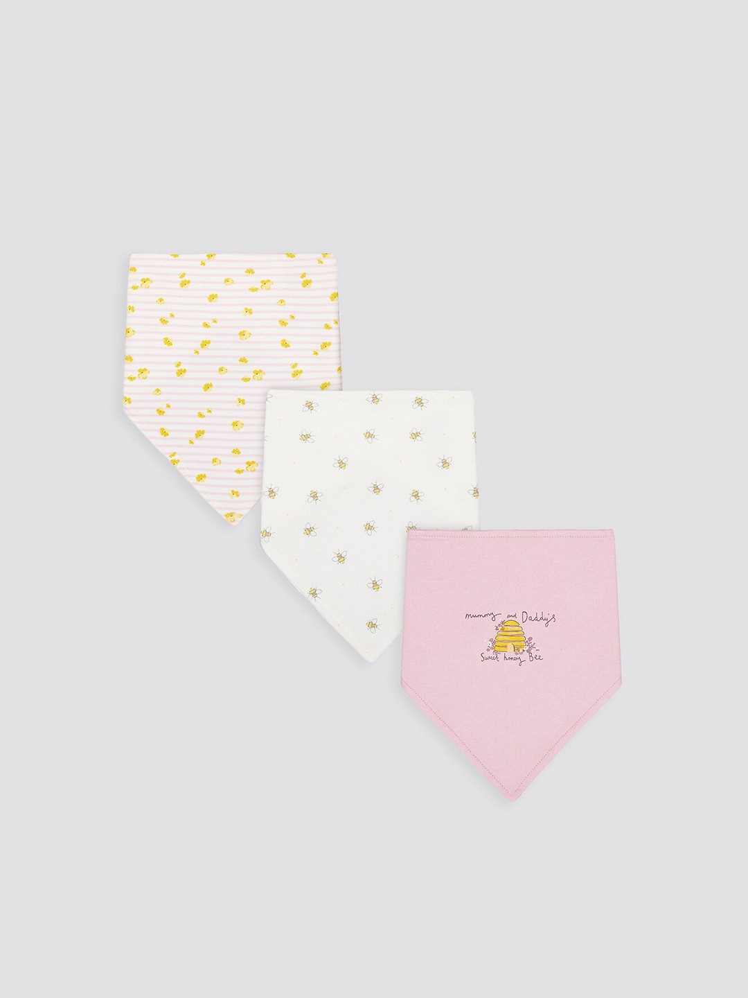 

mothercare Infants Pack Of 3 Printed Bibs, White
