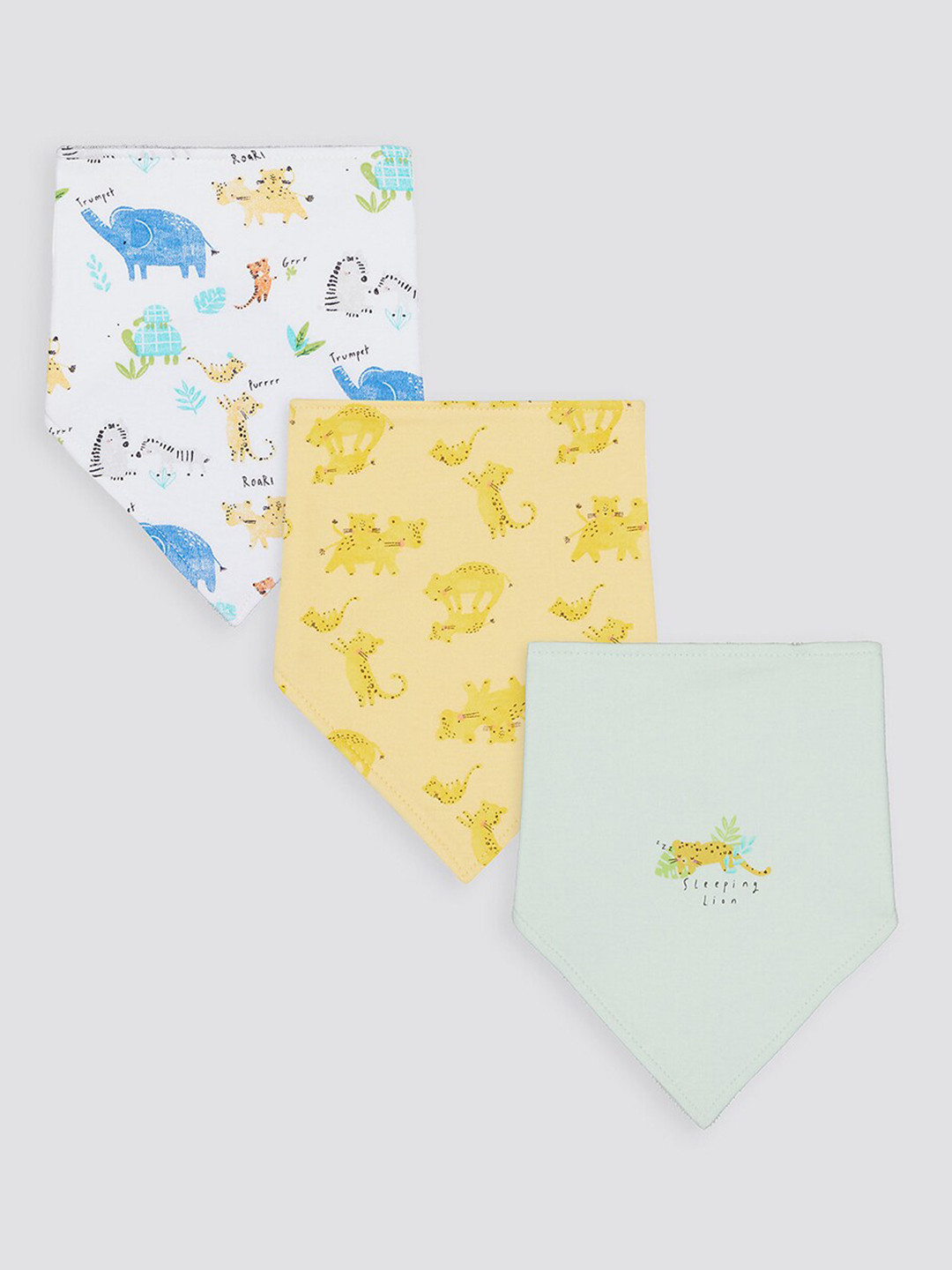 

mothercare Infants Pack Of 3 Printed Bibs, Yellow