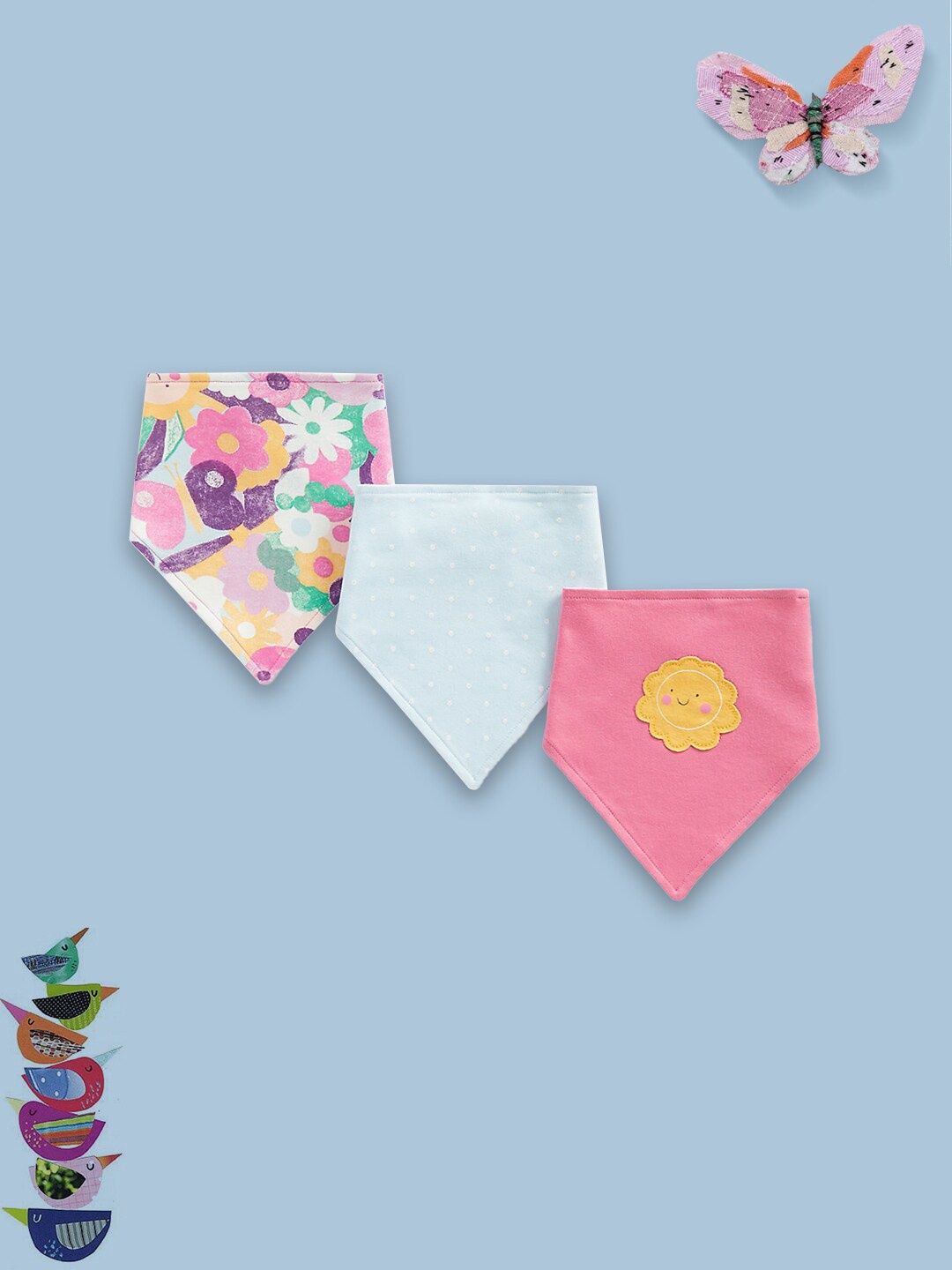 

mothercare Infants Pack Of 3 Printed Bibs, Pink