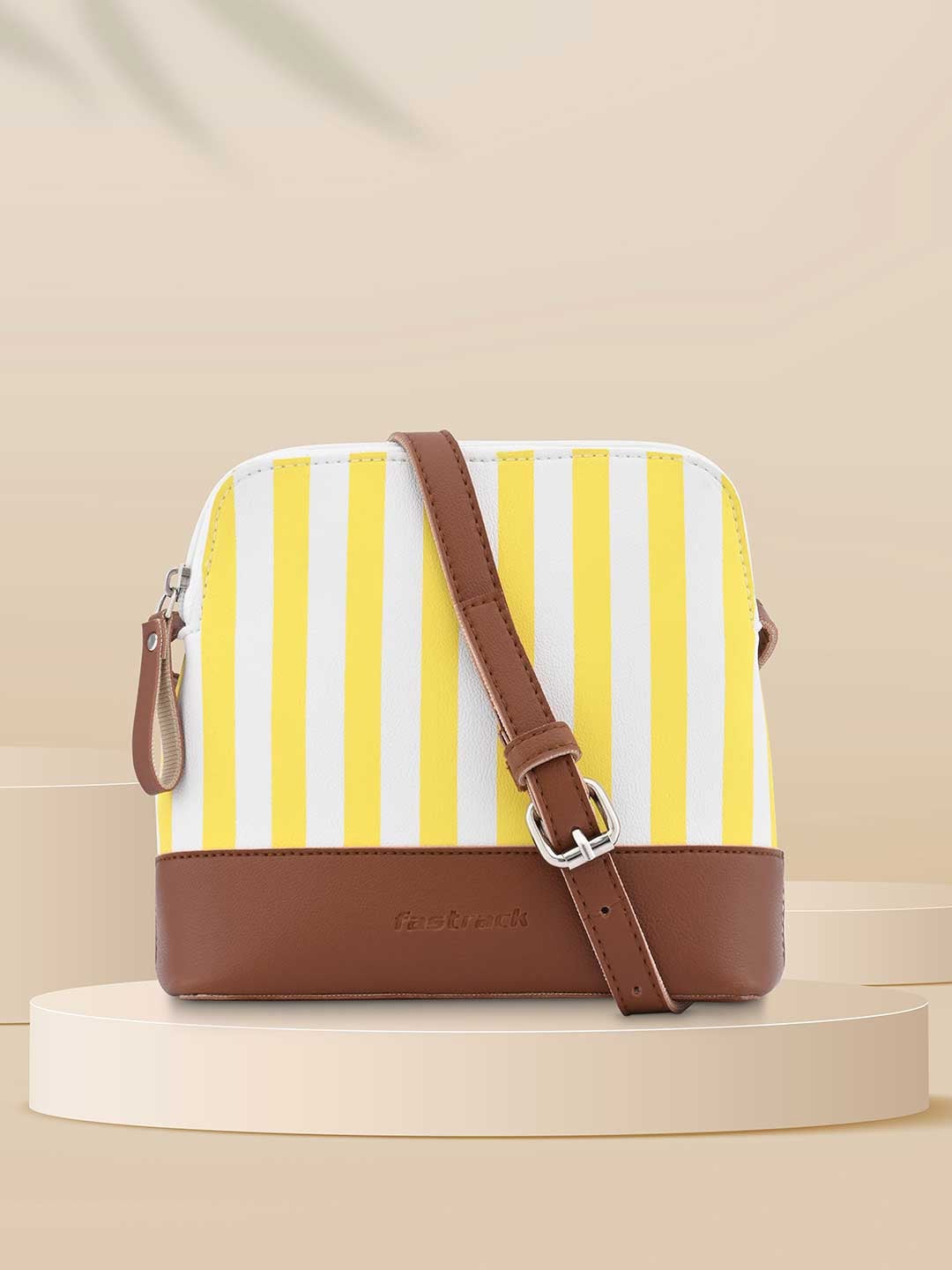 

Fastrack Striped Zip Detail Sling Bag, Yellow
