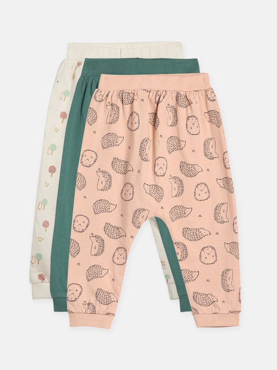 

MINI KLUB Infant Boys Pack Of 3 Rerooted Nature Printed Mid-Rise Cotton Joggers, Peach