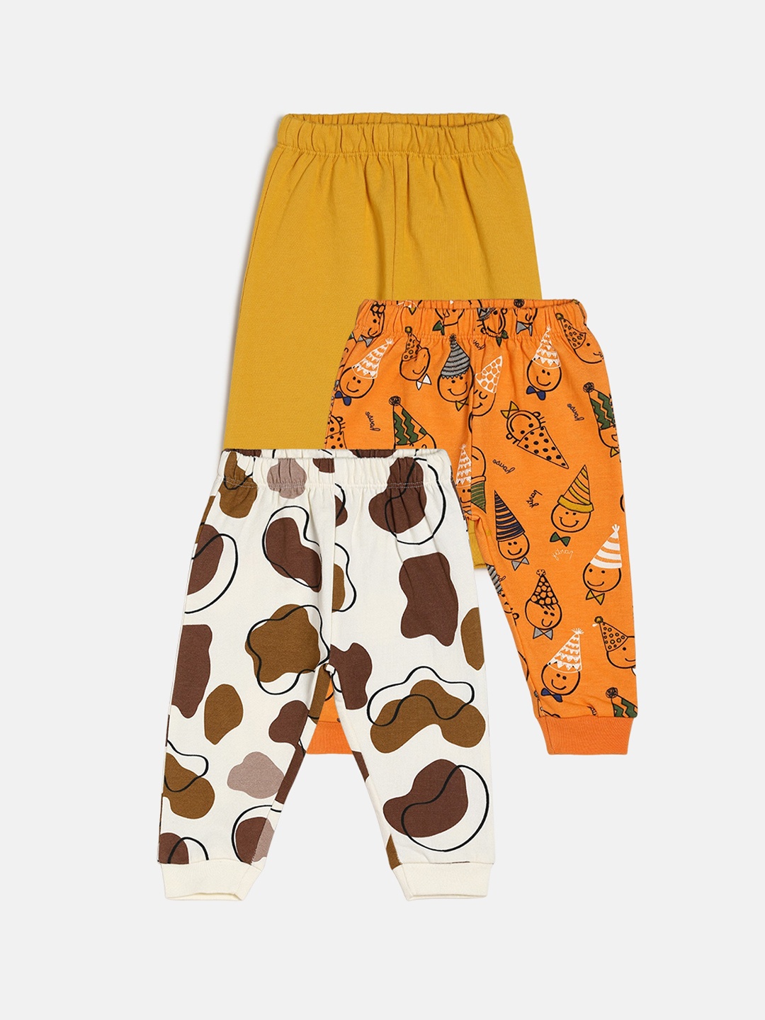 

MINI KLUB Infants Boys Pack Of 3 Printed Pure Cotton Lounge Pants, Yellow
