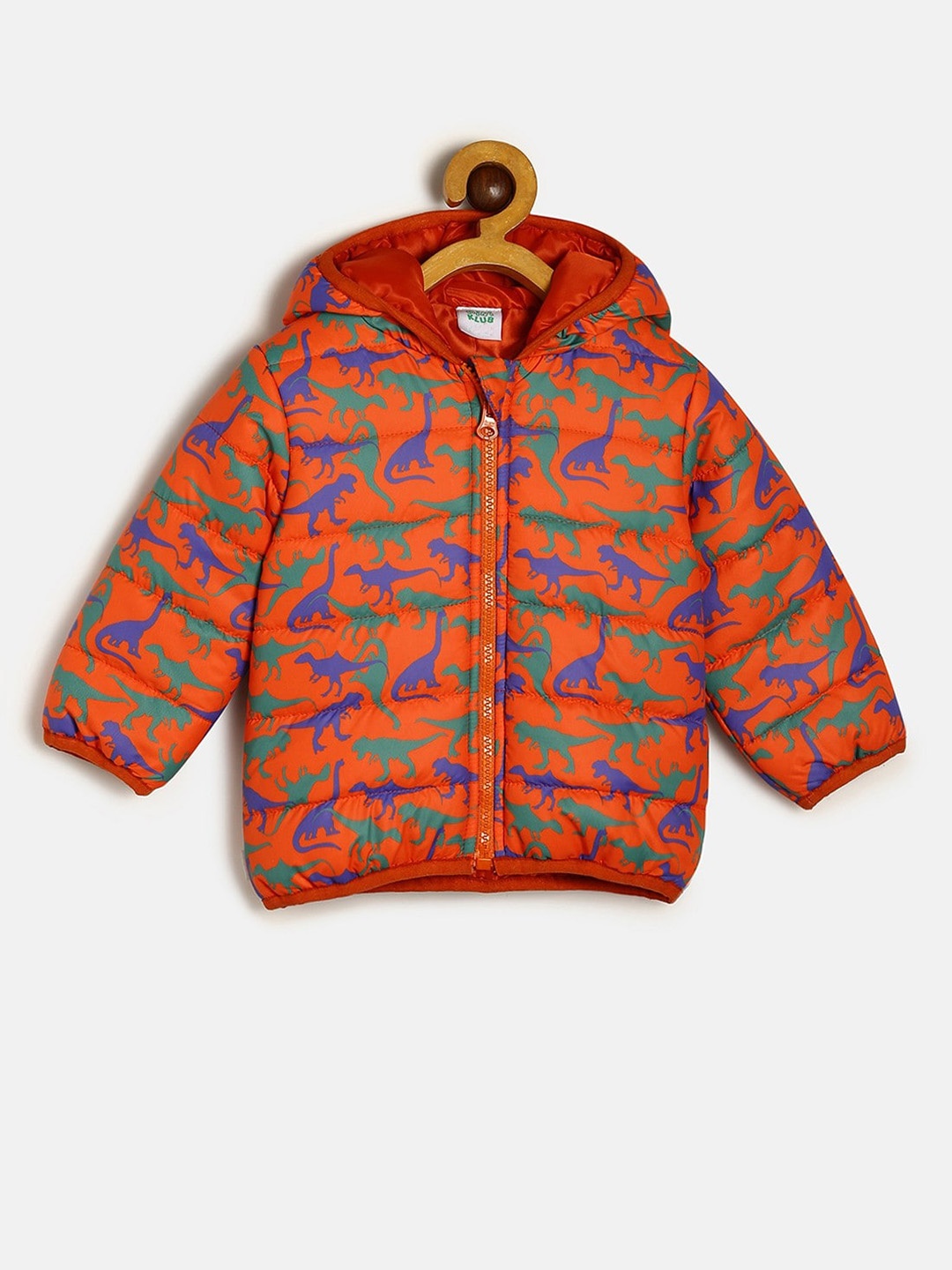 

MINI KLUB Boys Lightweight Graphic Printed Hooded Padded Jacket, Orange