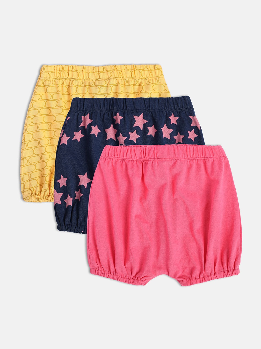 

MINI KLUB Infant Girls Pack Of 3 Pure Cotton Shorts, Yellow