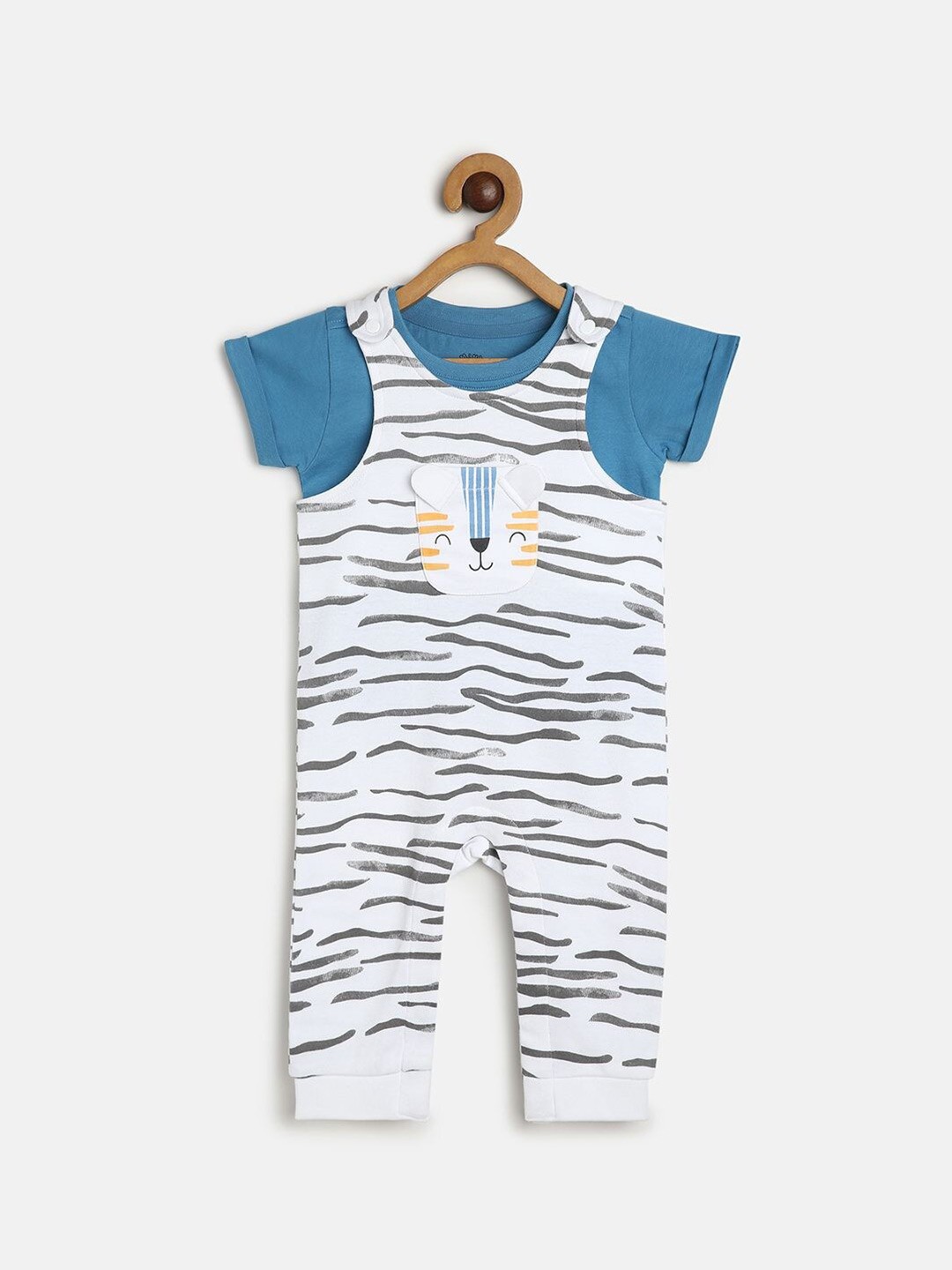 

MINI KLUB Infant Boys Printed Cotton T-shirt with Dungarees, Blue