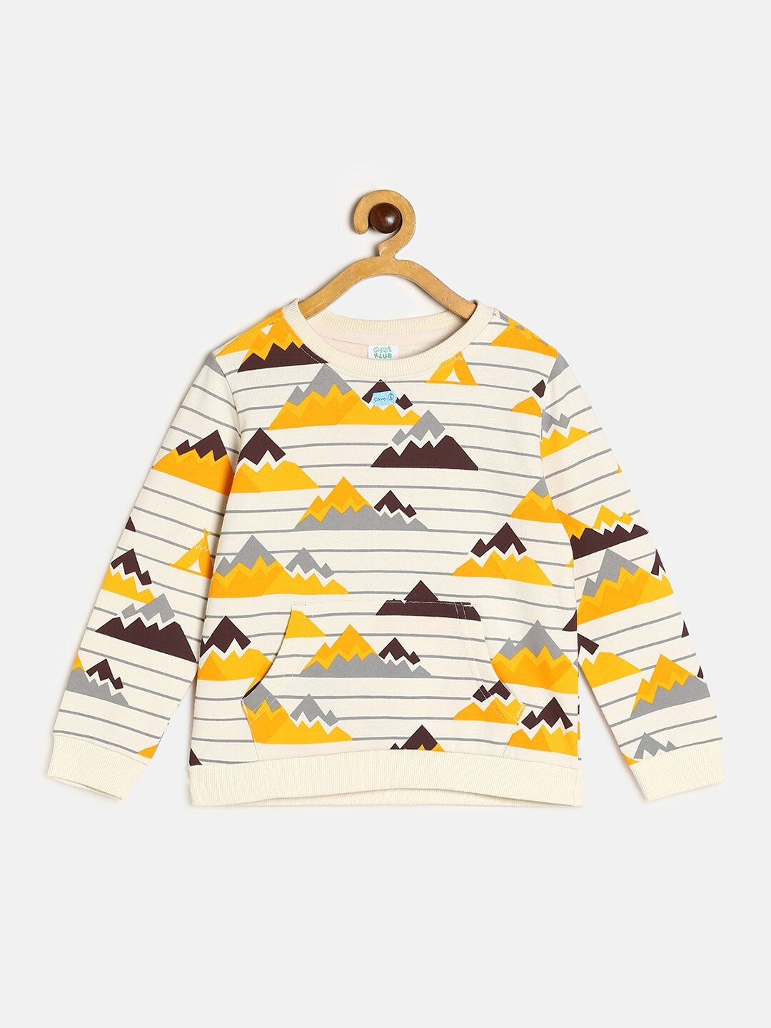

MINI KLUB Boys Conversational Printed Pullover Sweatshirt, Yellow
