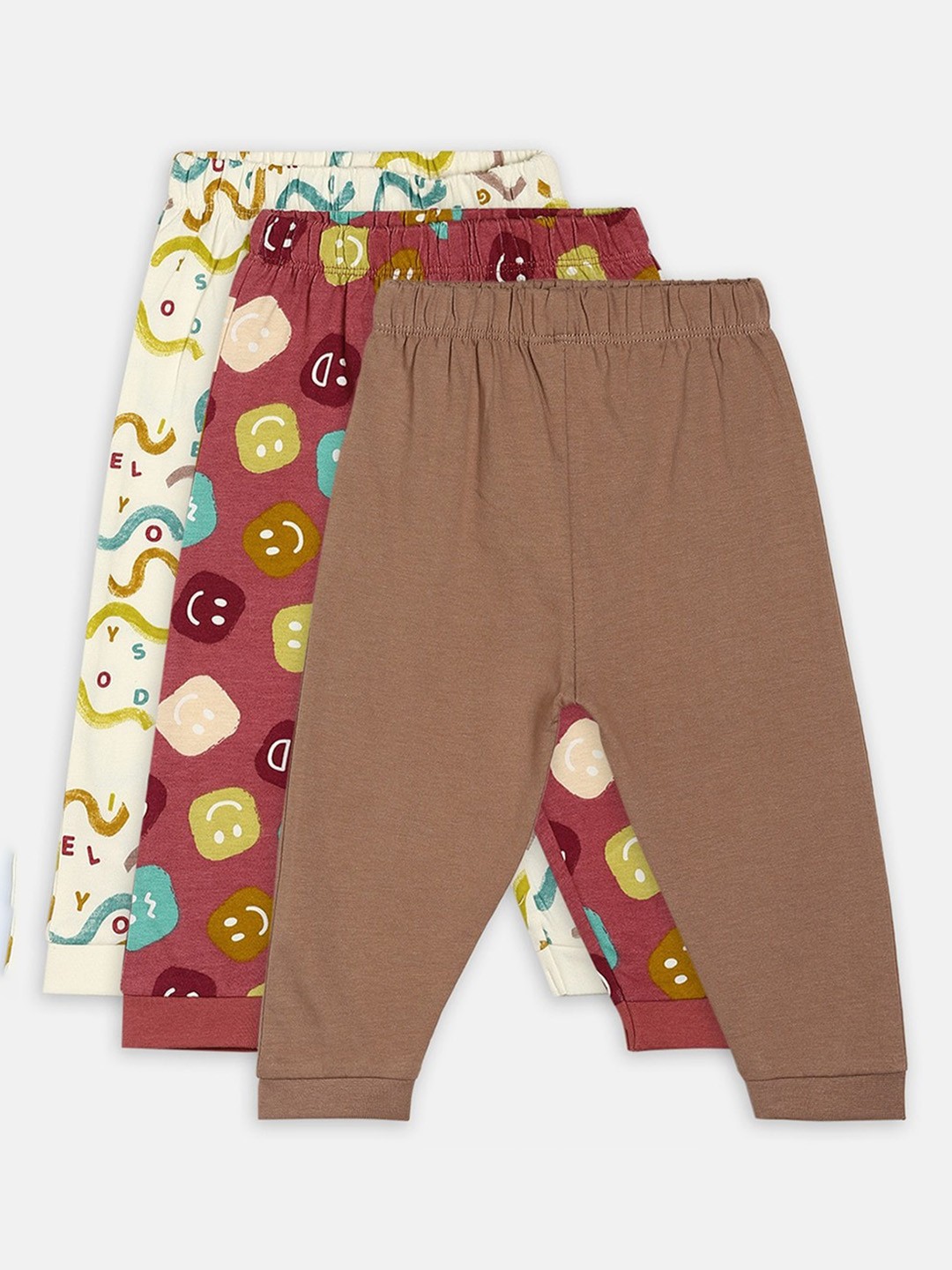 

MINI KLUB Infant Boys Pack Of 3 Printed Pure Cotton Joggers, Brown