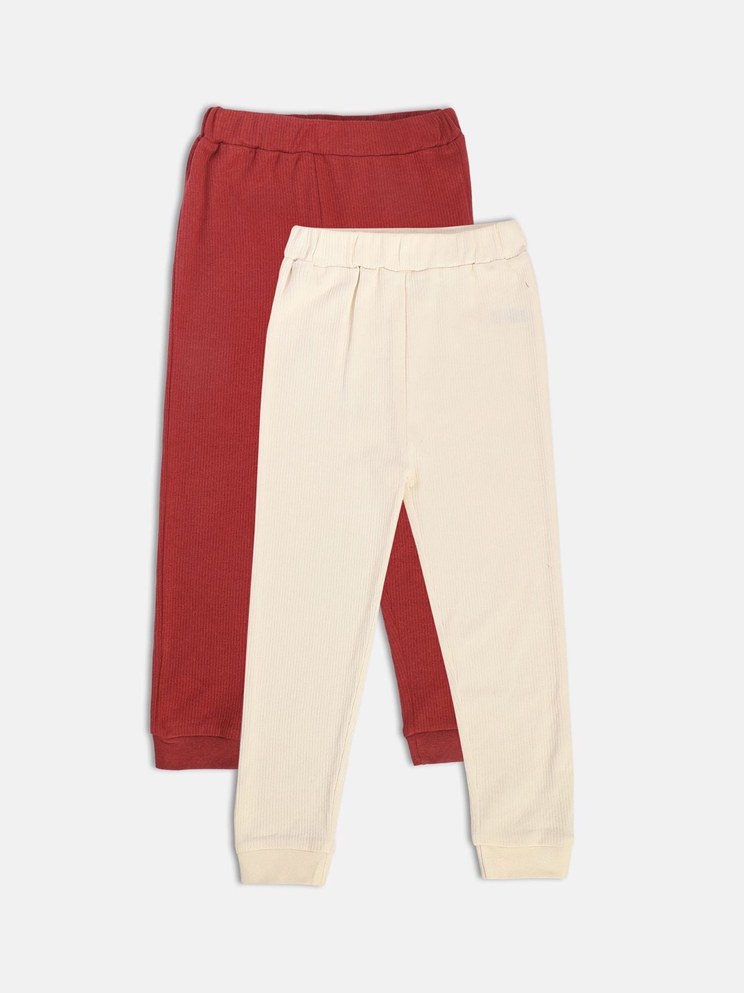 

MINI KLUB Kids Pack Of 2 Ribbed Cotton Joggers, Red
