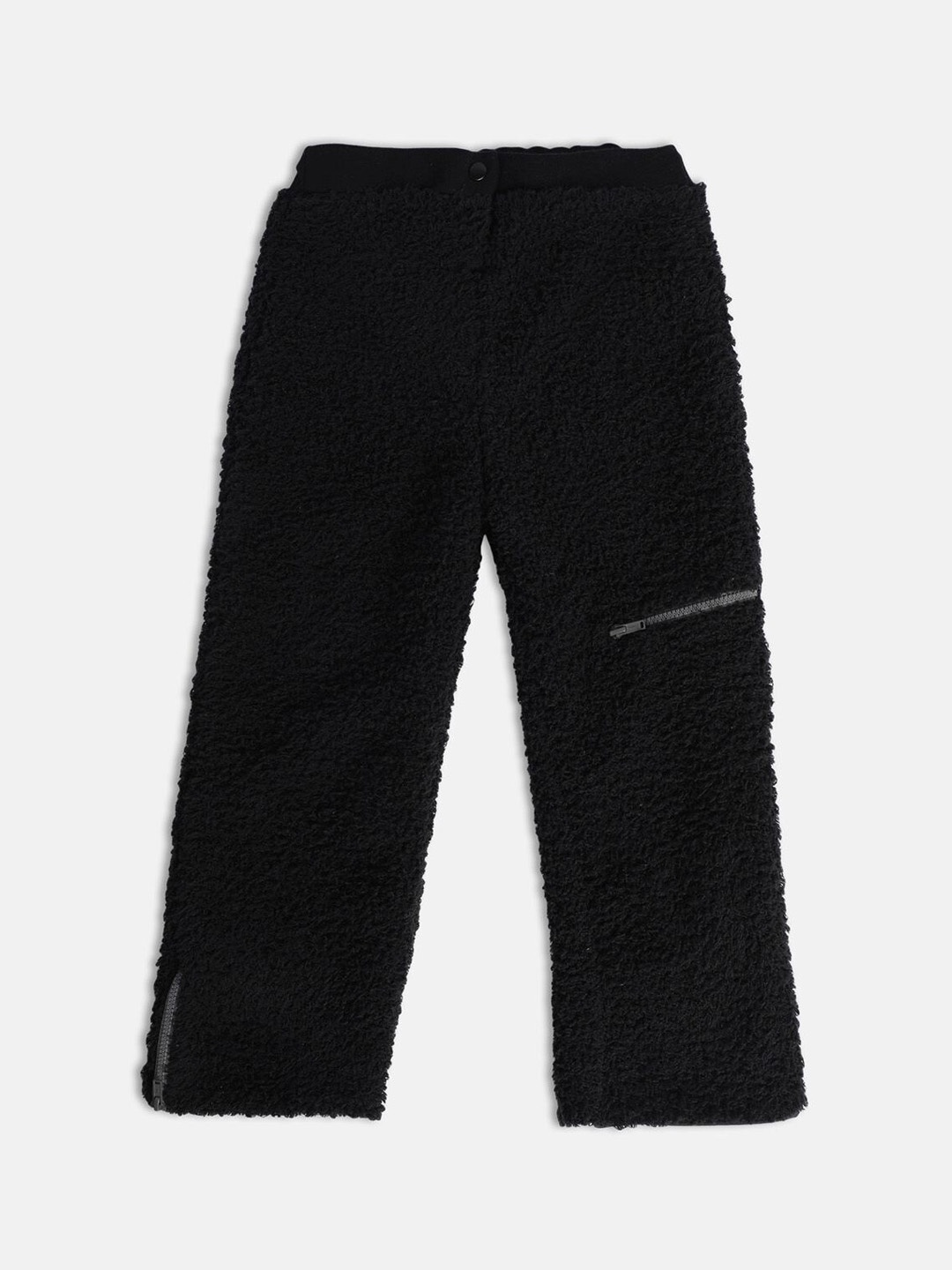 

MINI KLUB Girls Self-Design Cotton Track Pant, Black