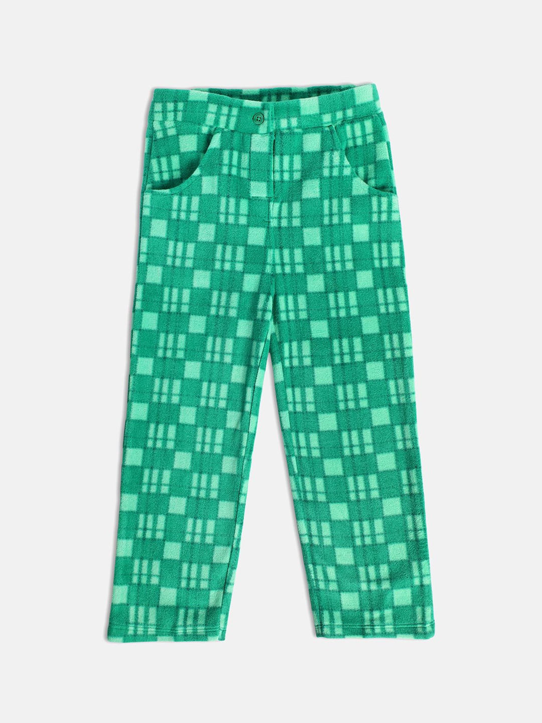 

MINI KLUB Girls Geometric Printed Pure Cotton Mid-Rise Track Pant, Green