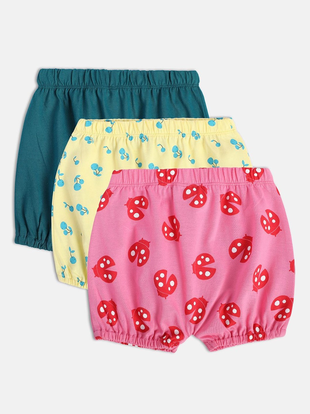 

MINI KLUB Infants Girls Pack Of 3 Printed Pure Cotton Shorts, Pink