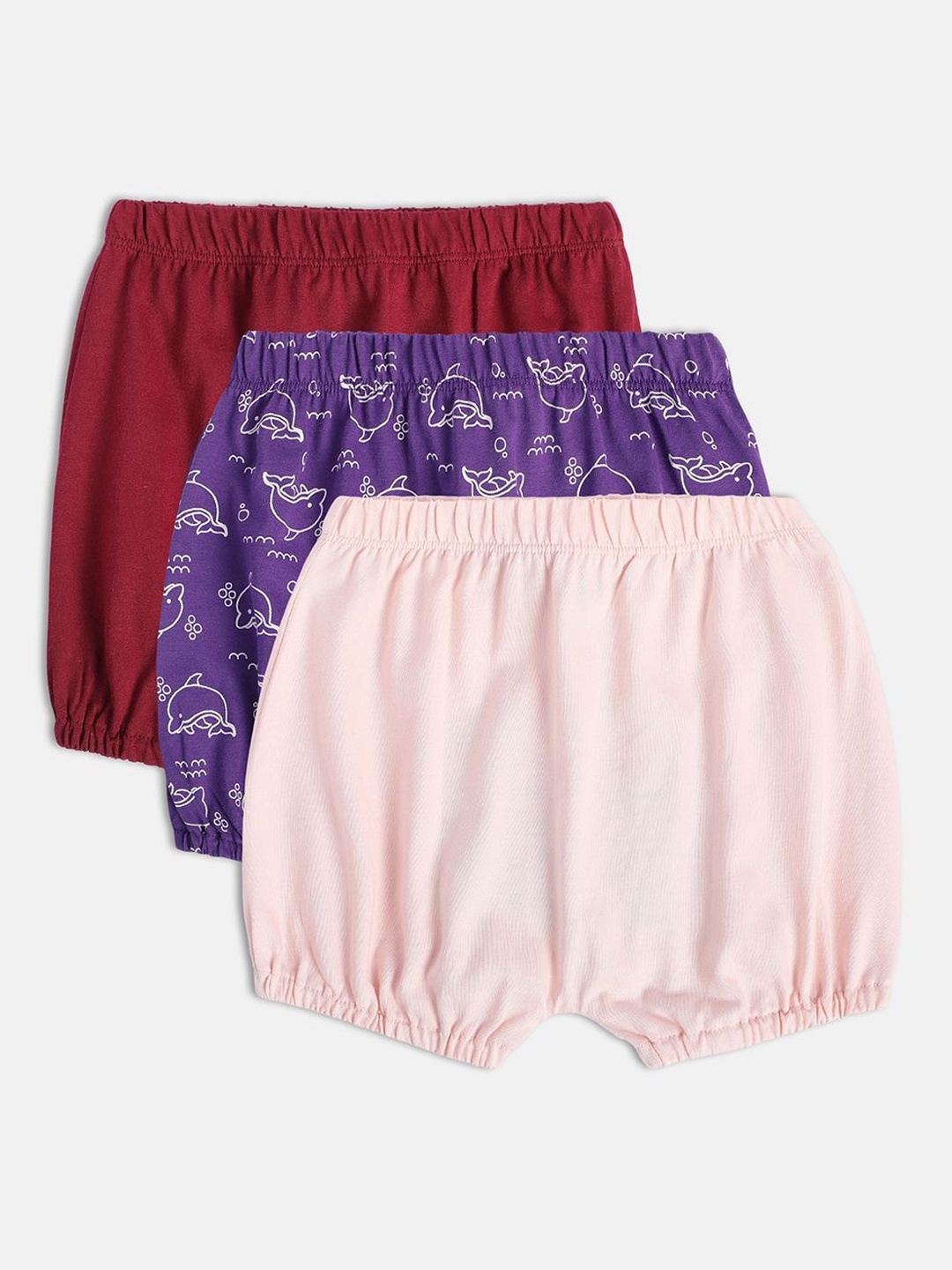 

MINI KLUB Infant Girls Pack Of 3 Pure Cotton Shorts, Pink