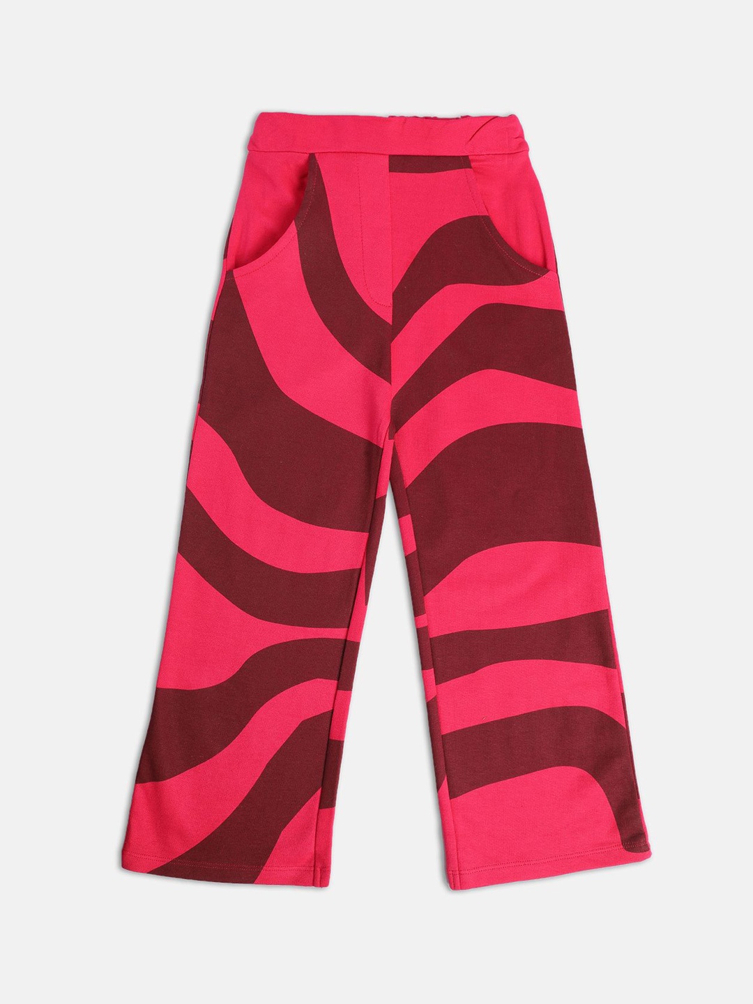 

MINI KLUB Girls Animal Printed Mid-Rise Pure Cotton Track Pant, Maroon