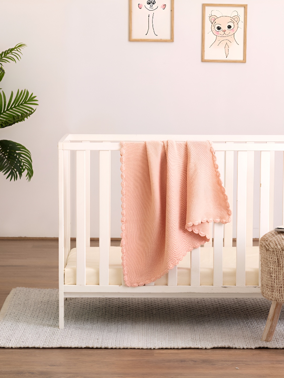 

HOUMN Peach-Coloured AC Room Cotton Single Bed Blanket