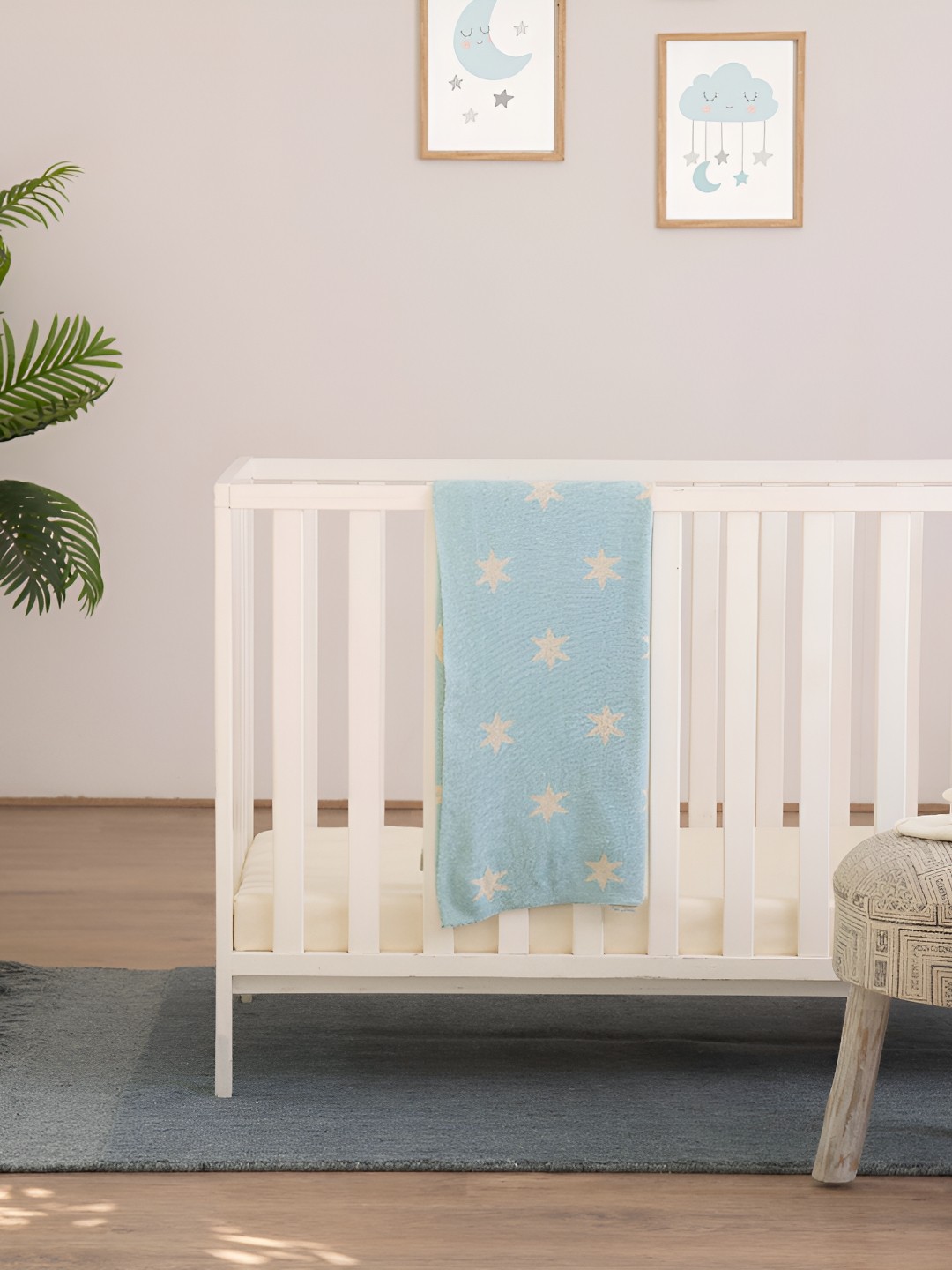 

HOUMN Blue & Cream-Coloured Printed AC Room Cotton Single Bed Blanket