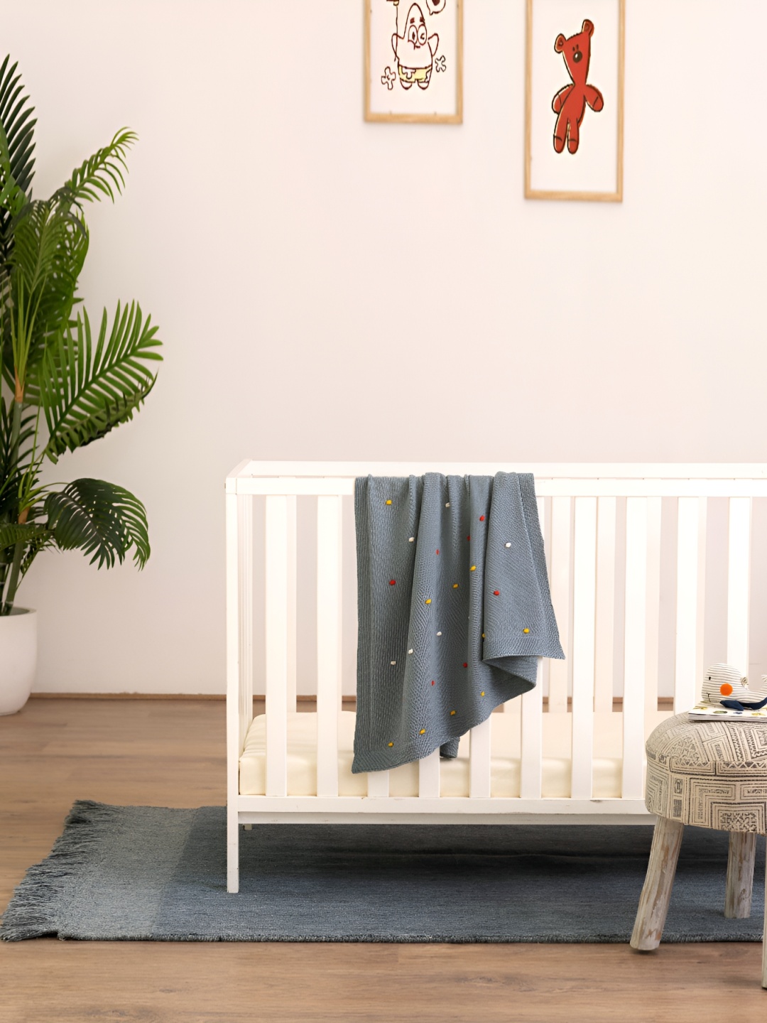 

HOUMN Grey & Red AC Room Cotton Single Bed Blanket