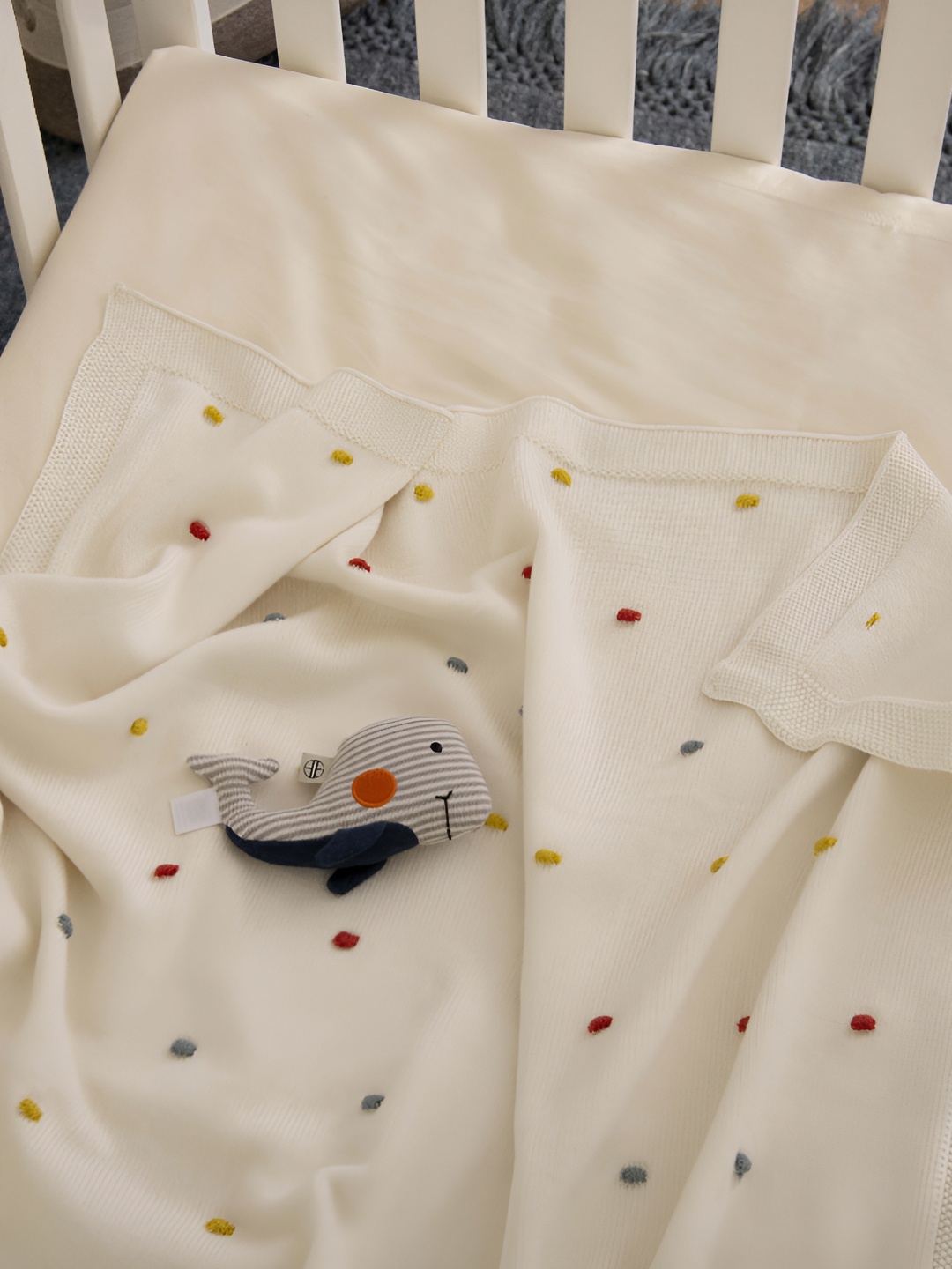 

HOUMN White & Red AC Room Cotton Single Bed Blanket