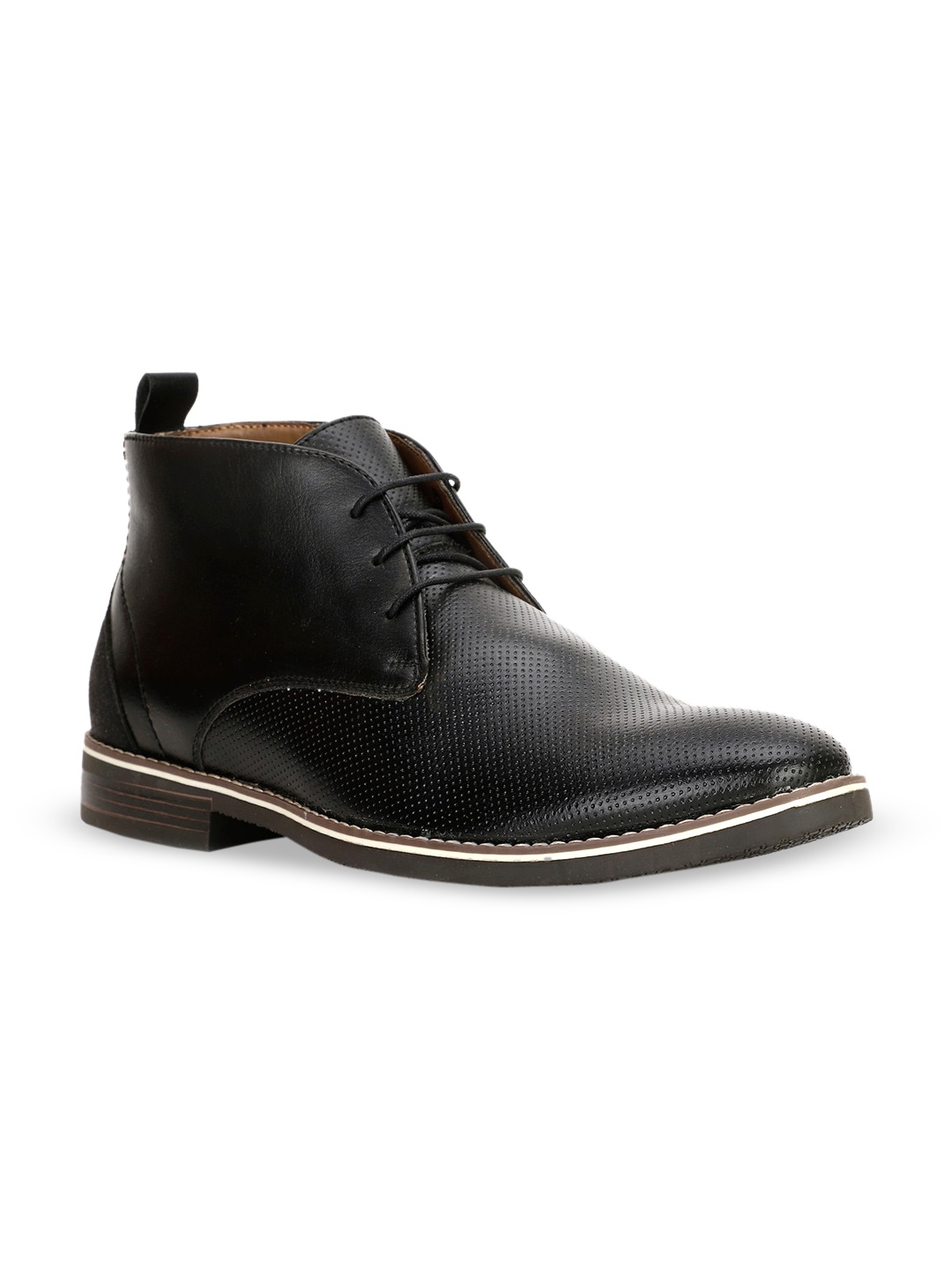 

Bata Men Perforated High Top Lace-Ups Regular Boots, Black
