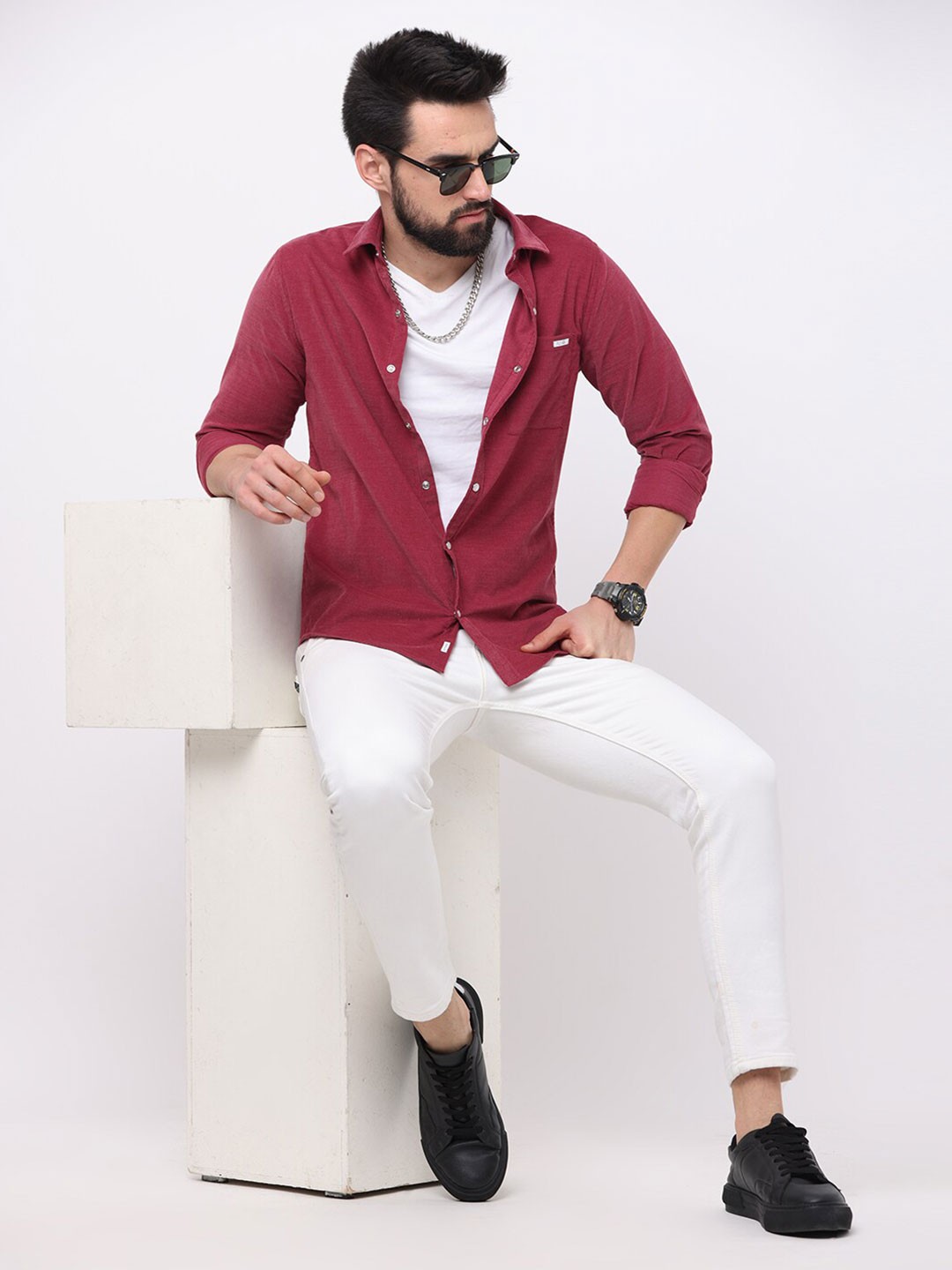 

FLY 69 Premium Slim Fit Pure Corduroy Casual Shirt, Pink